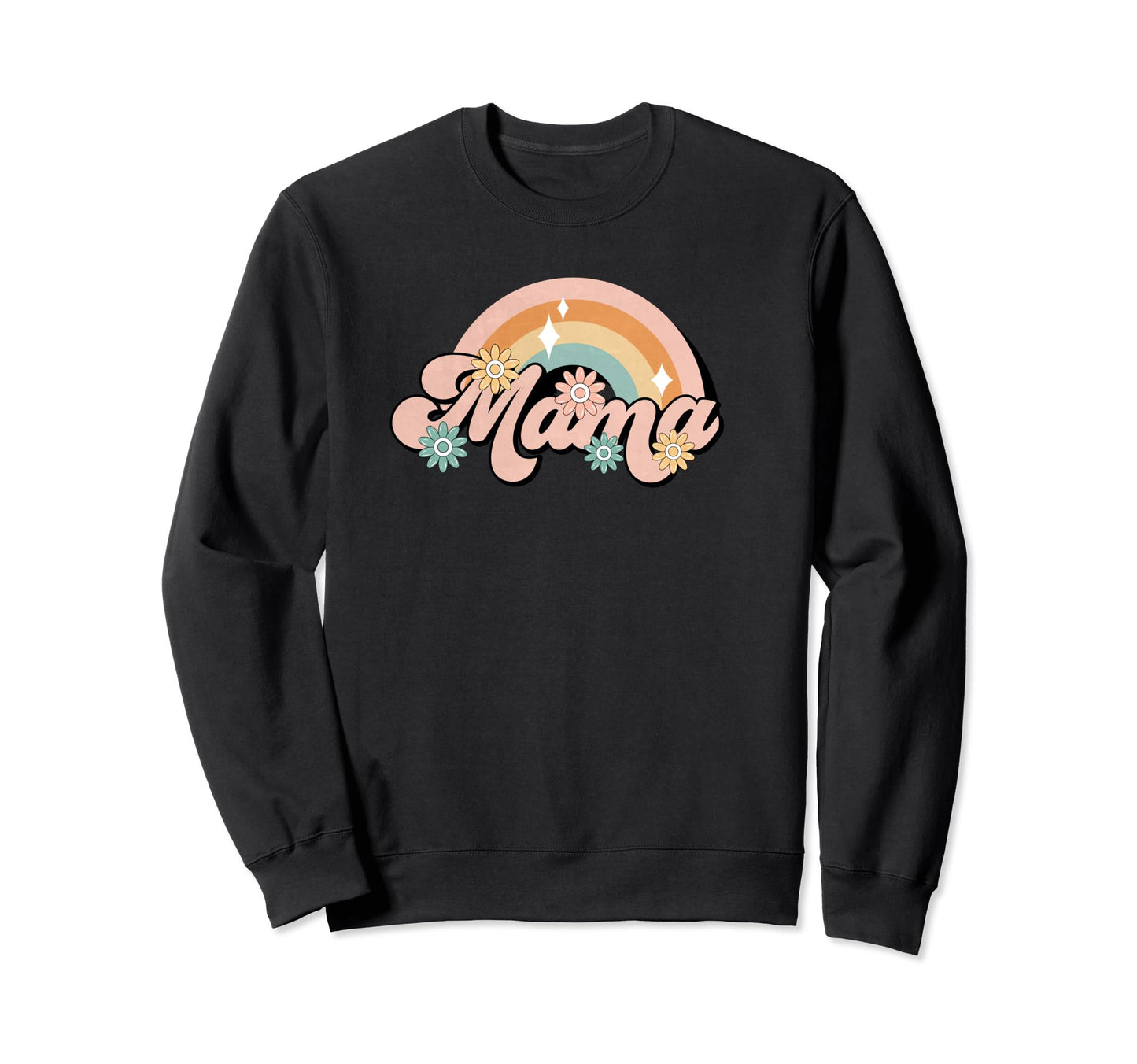 Mama Rainbow Colorful Flowers Mom Sweatshirt - Custom Art Print for Adults - T-Shirt, Sweatshirt, Hoodie