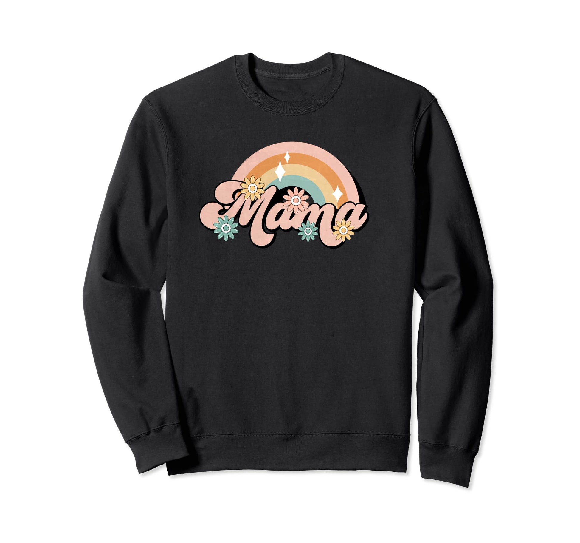 Mama Rainbow Colorful Flowers Mom Sweatshirt - Custom Art Print for Adults - T-Shirt, Sweatshirt, Hoodie
