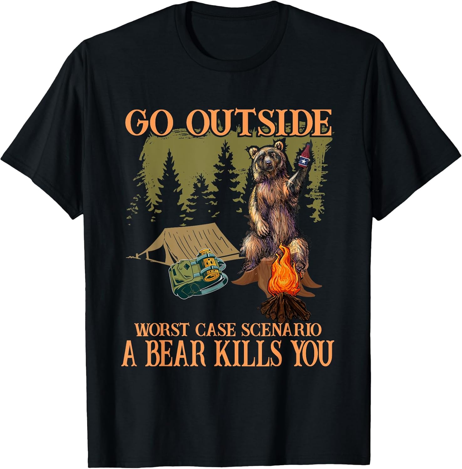 Outdoor Bushcraft Hiking Bear Design - Adult & Kids T-Shirts, Sweatshirts & Hoodies apparel design preview 1