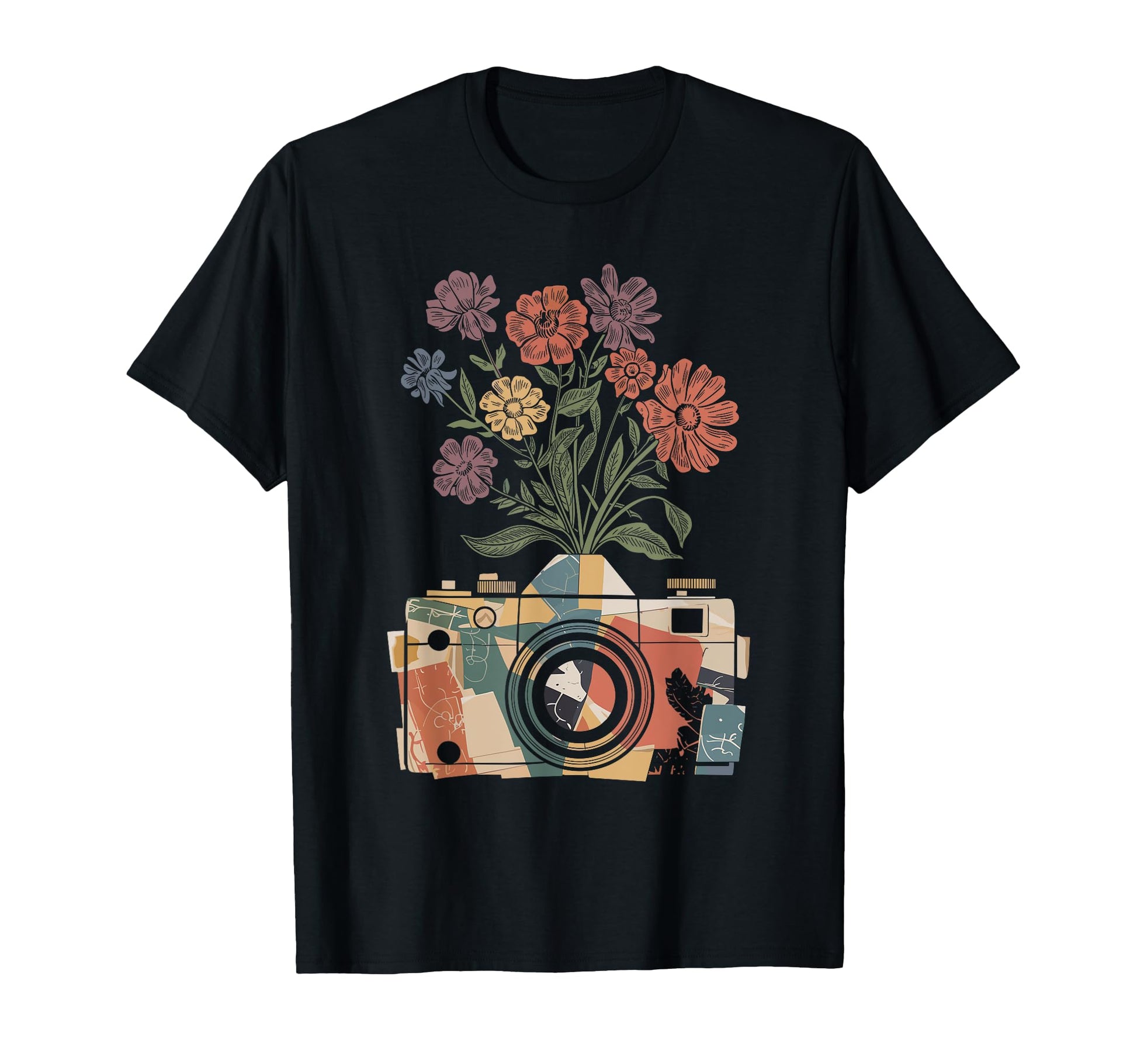 Camera Photography Art Floral T-Shirt - Minimalist Print Men Women - T-Shirt, Sweatshirt, Hoodie