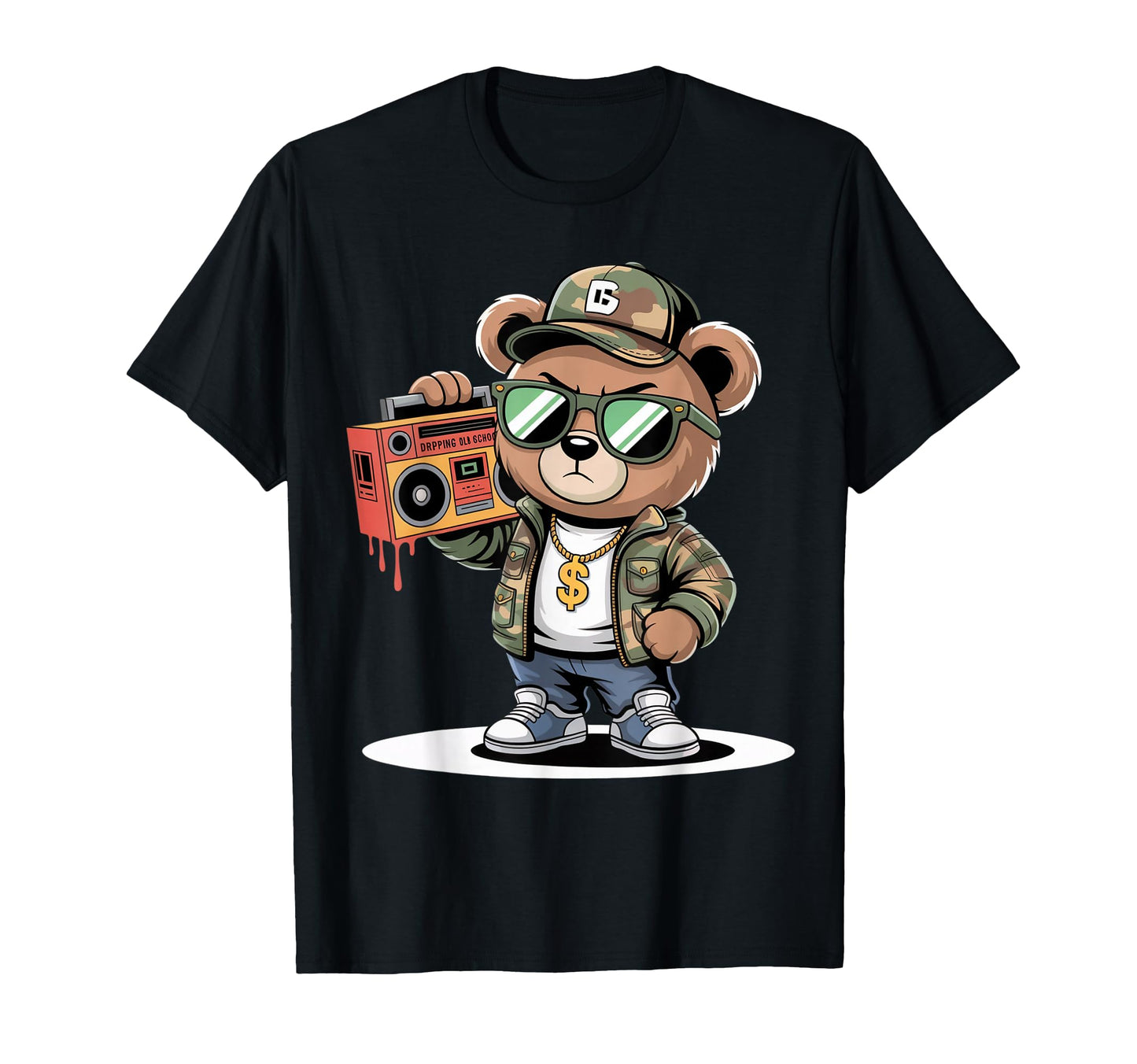 Camouflage Rapper Teddy Bear Camo T-Shirt - Aesthetic Graphic for Adults - T-Shirt, Sweatshirt, Hoodie