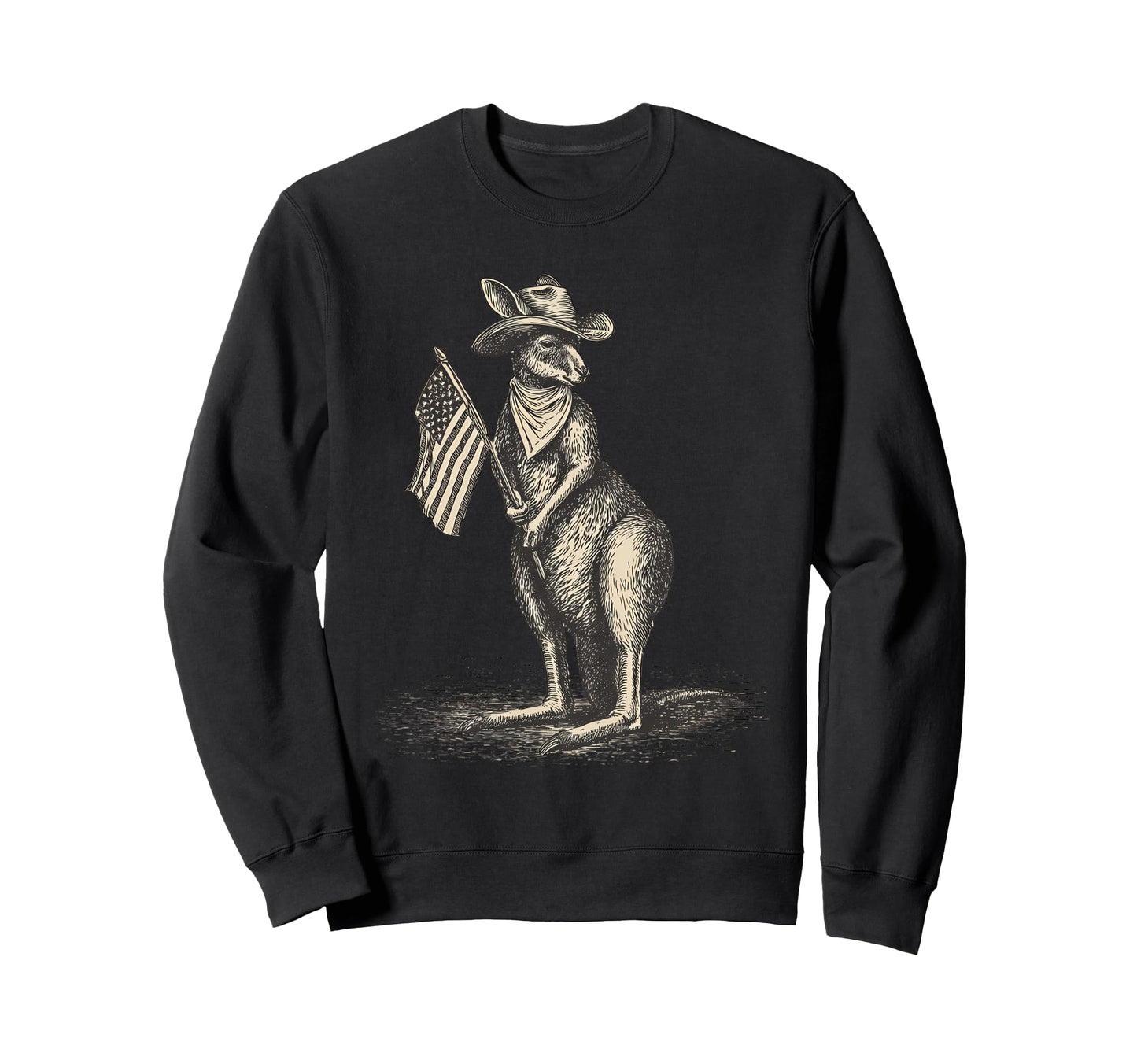 Kangaroo Cowboy Rodeo Australia Day Sweatshirt - Graphic Print for Adults - T-Shirt, Sweatshirt, Hoodie