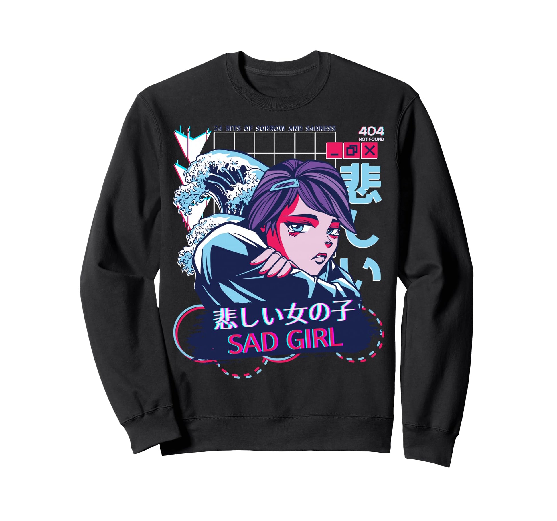 Sad Anime Glitch Sorrow Egirl Sweatshirt - Aesthetic Graphic for Adults - T-Shirt, Sweatshirt, Hoodie