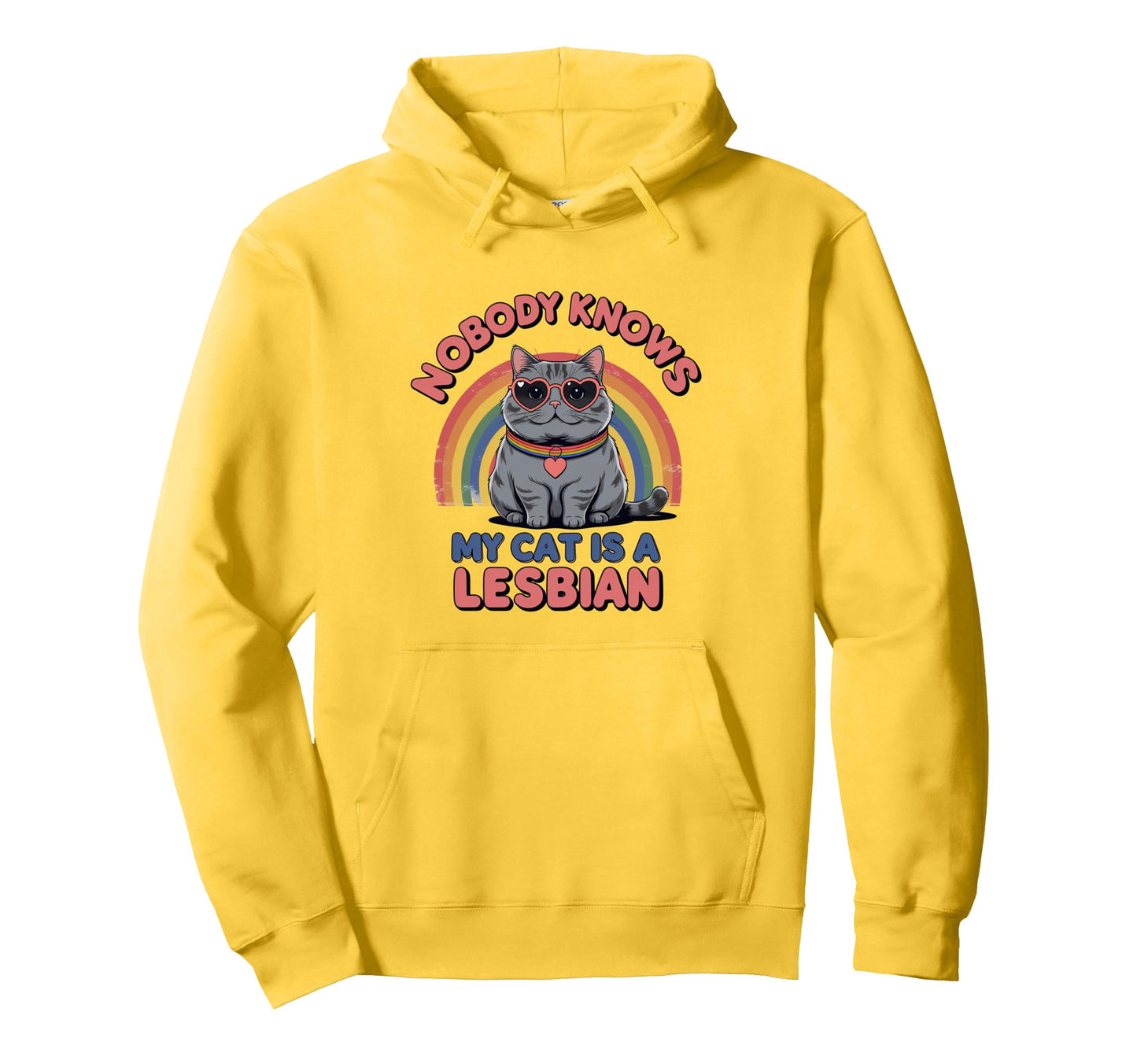 Funny Cat Lesbian Pride Lgbtq Rainbow Hoodie - Custom Art Print Men Women - T-Shirt, Sweatshirt, Hoodie