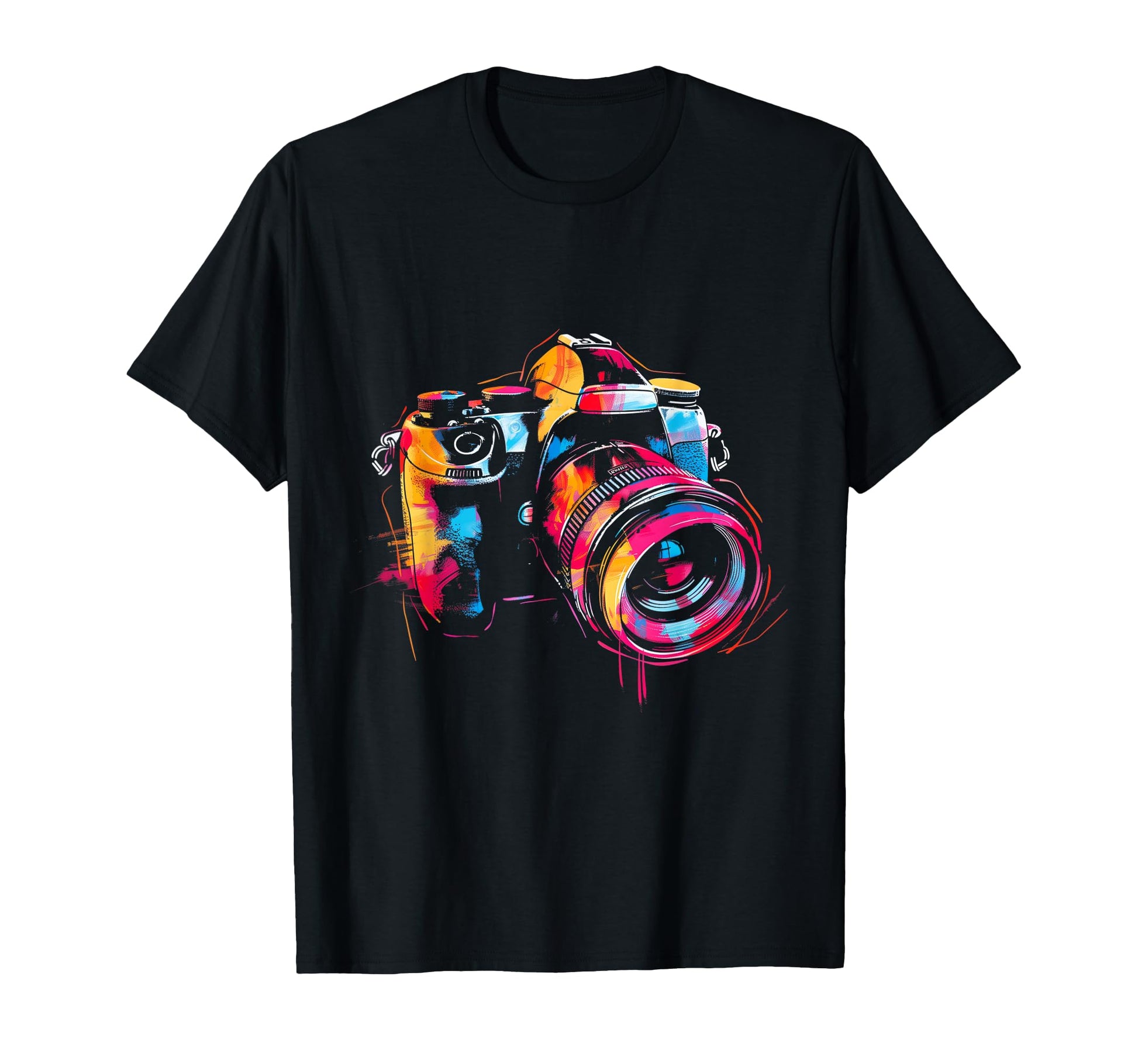 Camera Photography Watercolor Art T-Shirt - Novelty Apparel for Adults - T-Shirt, Sweatshirt, Hoodie