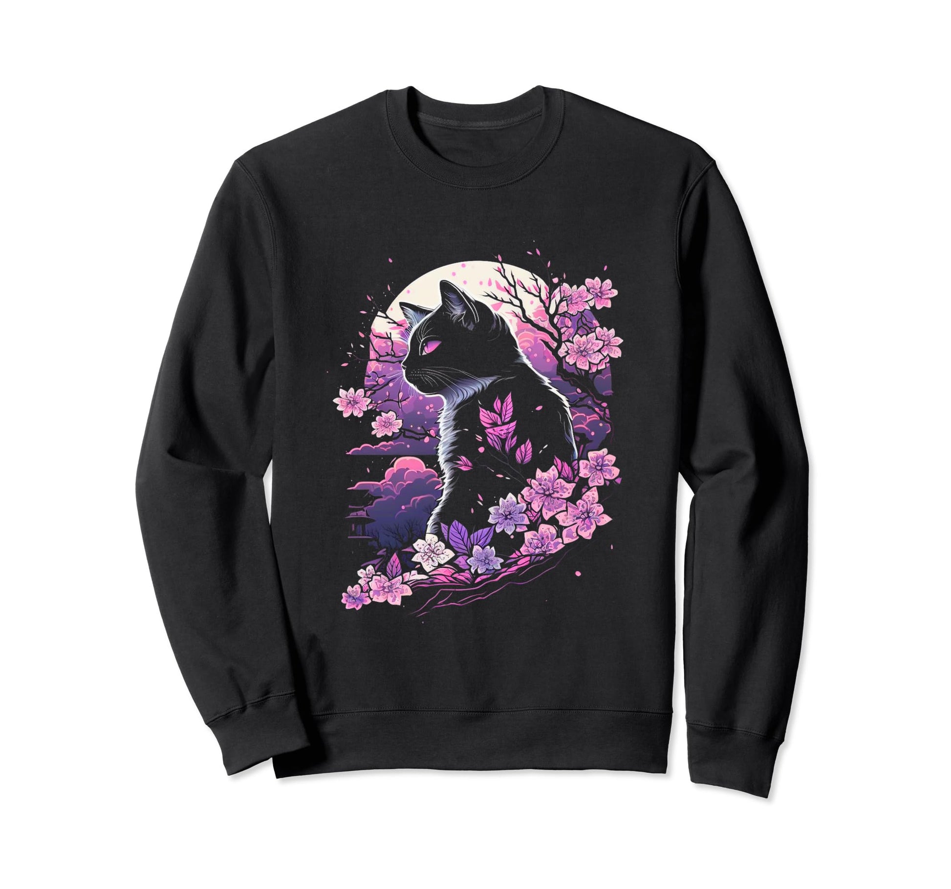 90S Japanese Vaporwave Cat Cherry Sweatshirt - Minimalist Print Men Women - T-Shirt, Sweatshirt, Hoodie