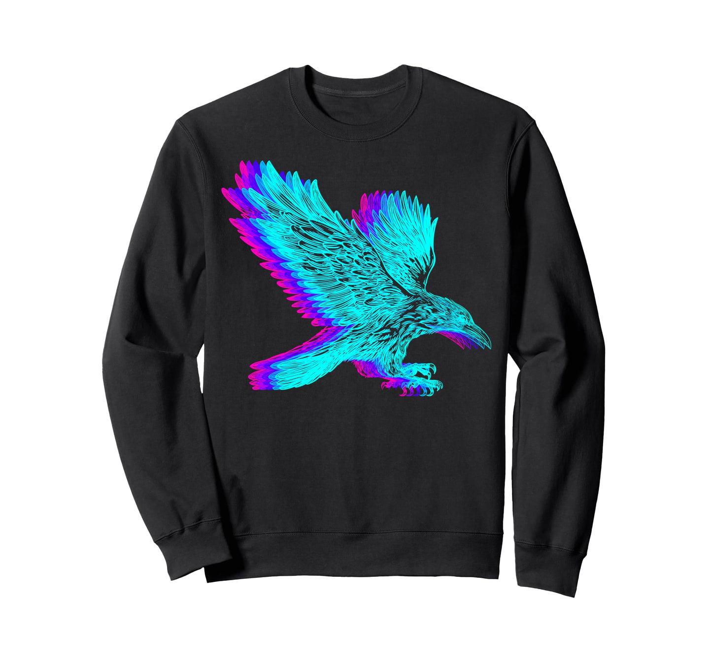 Crow Raven Bird Vaporwave Sweatshirt - Minimalist Print Men Women - T-Shirt, Sweatshirt, Hoodie