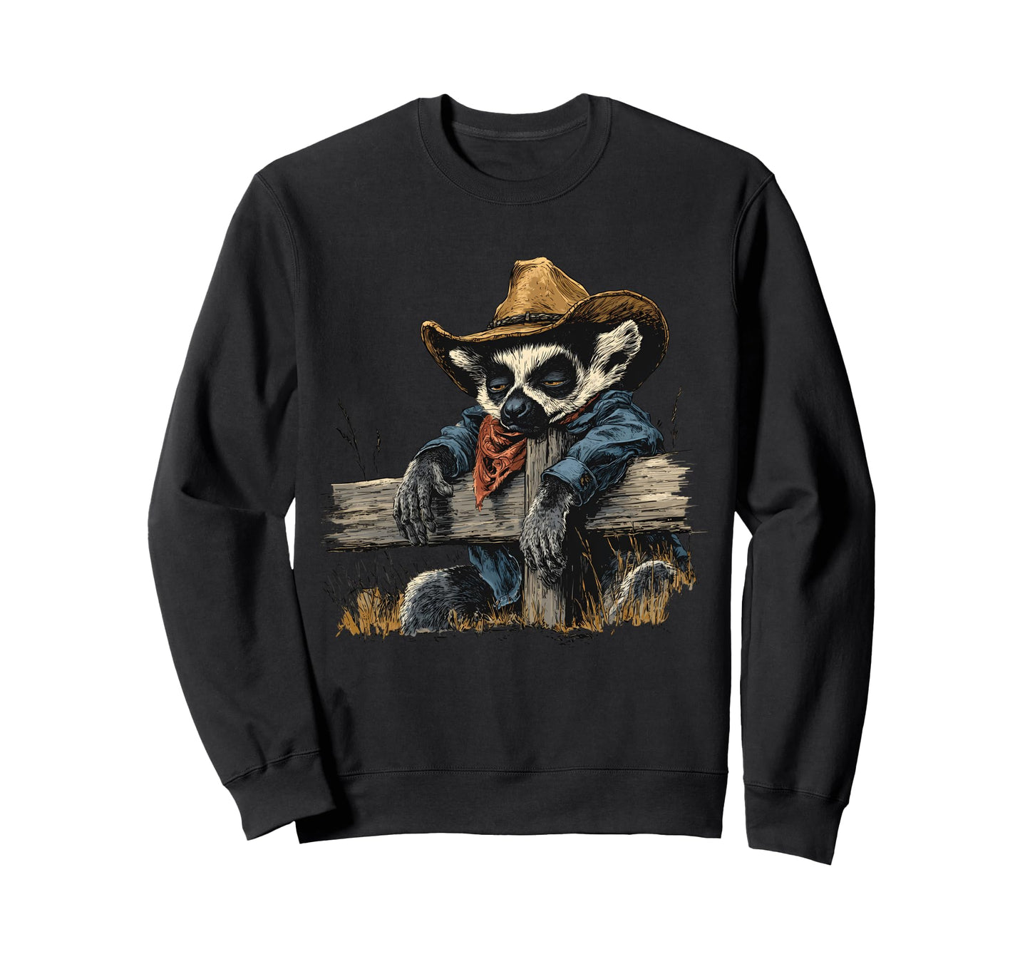 Country Cowboy Lemur Rodeo Cowgirl Sweatshirt - Unique Graphic for Adults - T-Shirt, Sweatshirt, Hoodie
