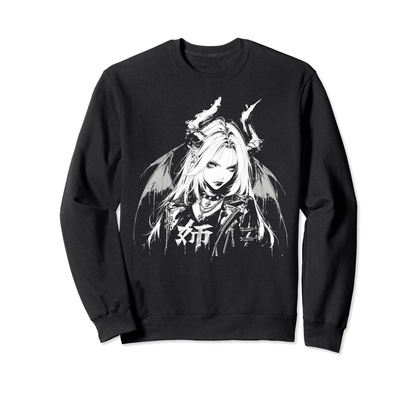 Goth Grunge Demon Anime Waifu Sweatshirt - Aesthetic Graphic Men Women - T-Shirt, Sweatshirt, Hoodie
