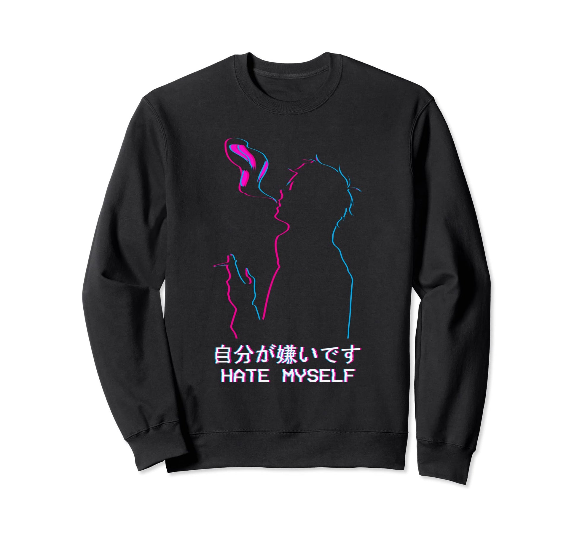 Hate Myself Sad Anime Soft Sweatshirt - Trendy Graphic for Adults - T-Shirt, Sweatshirt, Hoodie