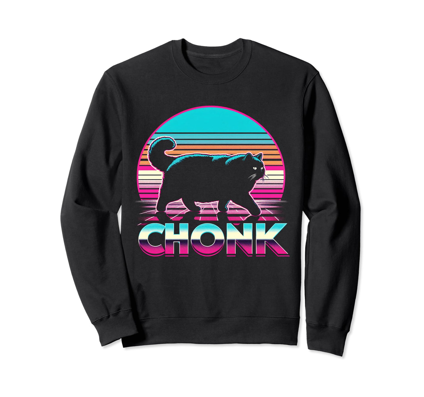 Funny Chonk Scale Cat Sunset Sweatshirt - Casual Everyday Wear Unisex - T-Shirt, Sweatshirt, Hoodie