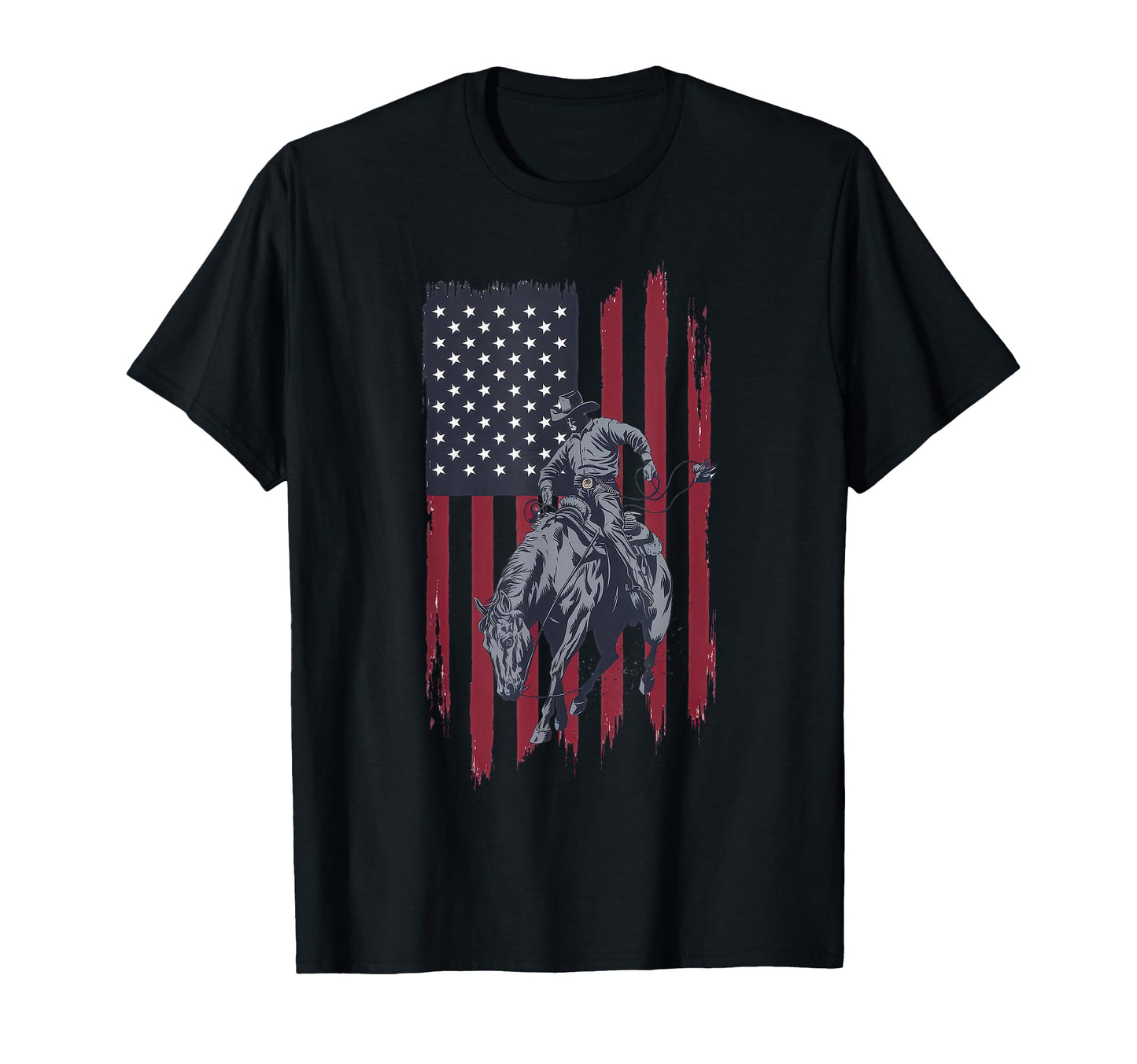 Rodeo American Flag Cowboy Usa T-Shirt - Novelty Apparel Unisex - T-Shirt, Sweatshirt, Hoodie