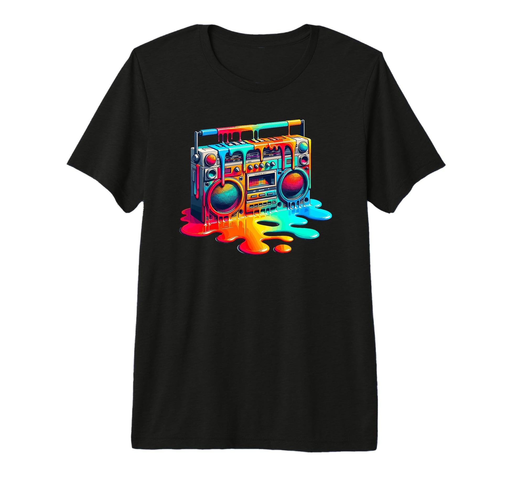 Dripping Paint Boombox Old School 80S T-Shirt - Unique Graphic Men Women - T-Shirt, Sweatshirt, Hoodie