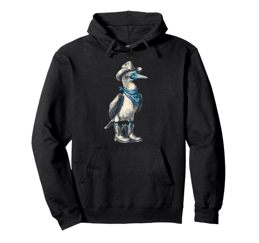 Blue Footed Booby Cowboy Cowgirl Hoodie - Fun Novelty Design Men Women - T-Shirt, Sweatshirt, Hoodie