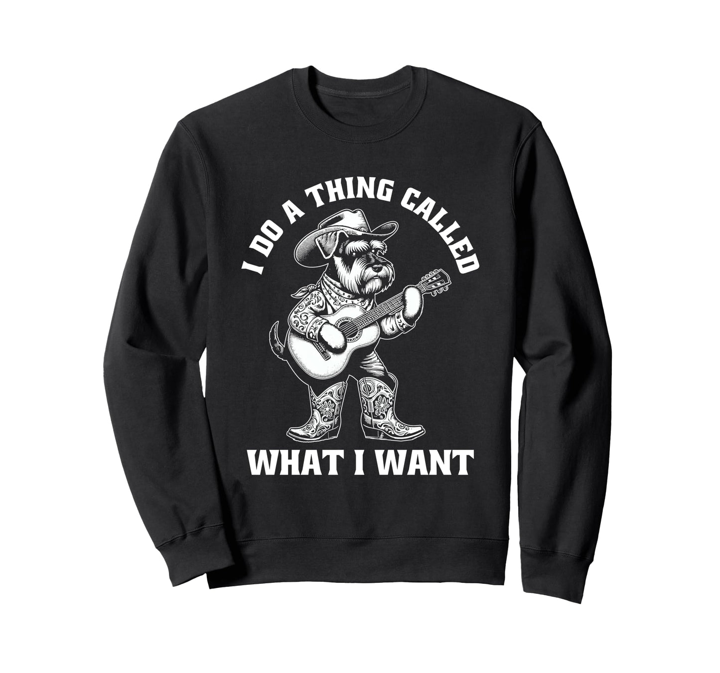 Cowboy Schnauzer Guitar Funny Sweatshirt - Minimalist Print for Adults - T-Shirt, Sweatshirt, Hoodie