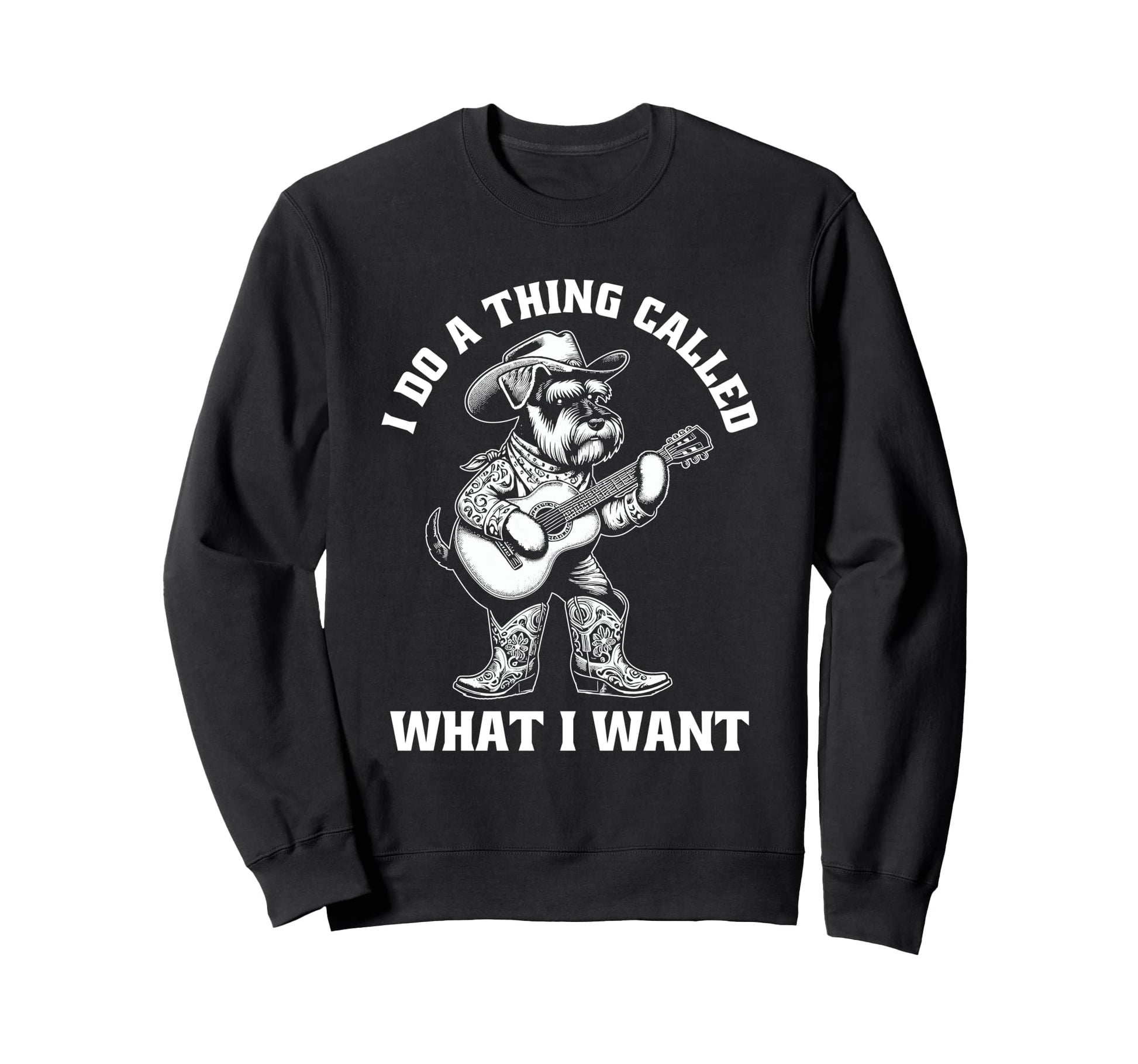 Cowboy Schnauzer Guitar Funny Sweatshirt - Minimalist Print for Adults - T-Shirt, Sweatshirt, Hoodie