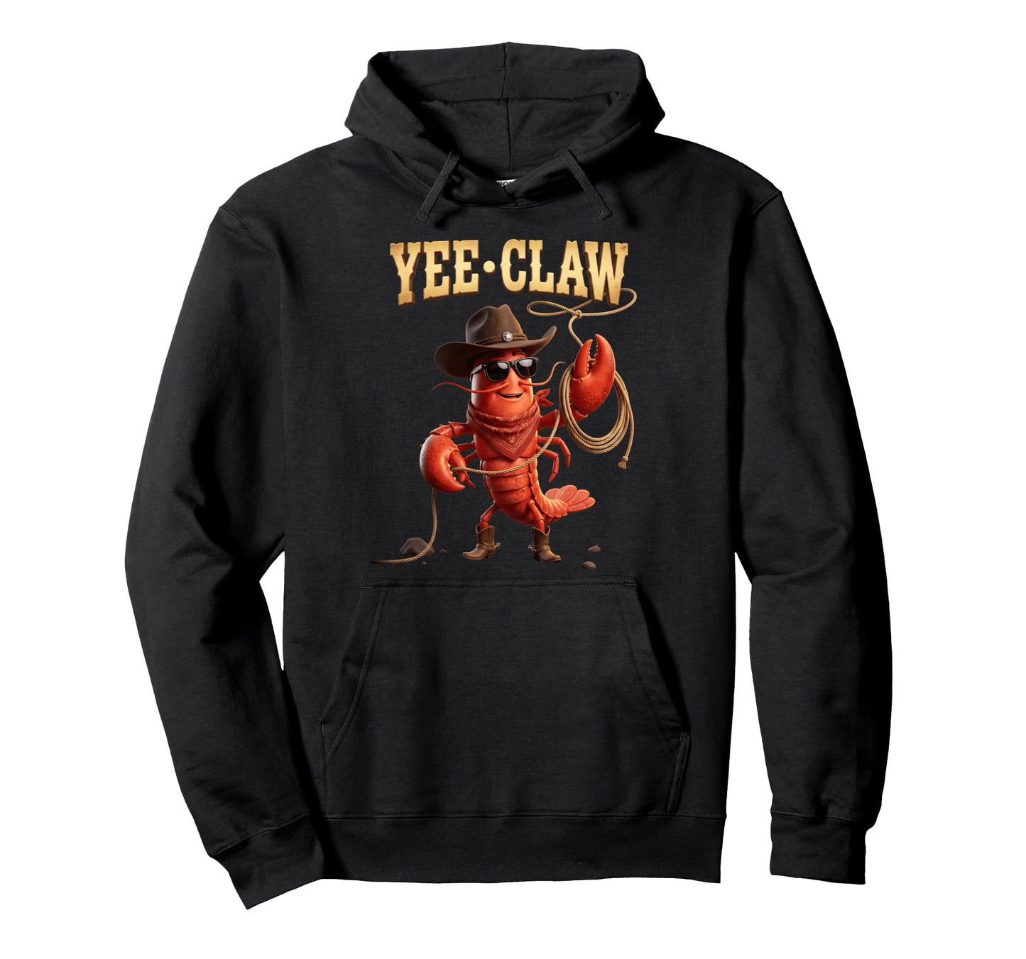 Yee Claw Cowboy Crawfish Funny Hoodie - Minimalist Print for Adults - T-Shirt, Sweatshirt, Hoodie