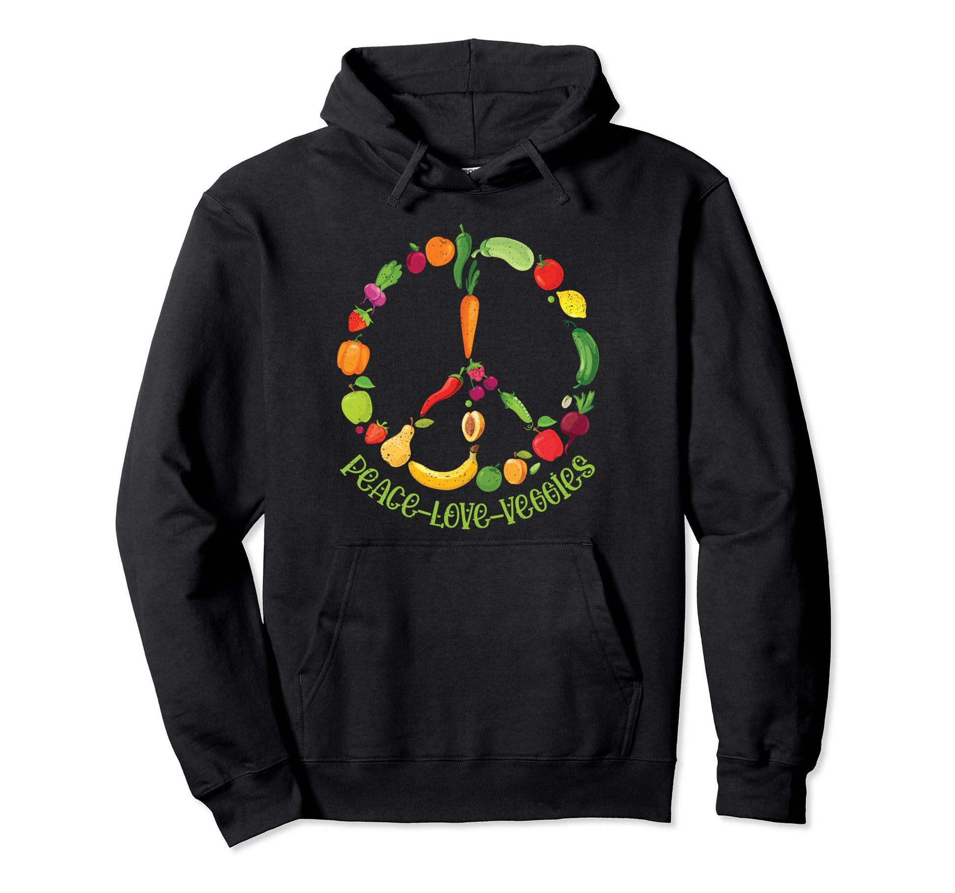 Peace Love Veggies Hoodie - Custom Art Print Men Women - T-Shirt, Sweatshirt, Hoodie