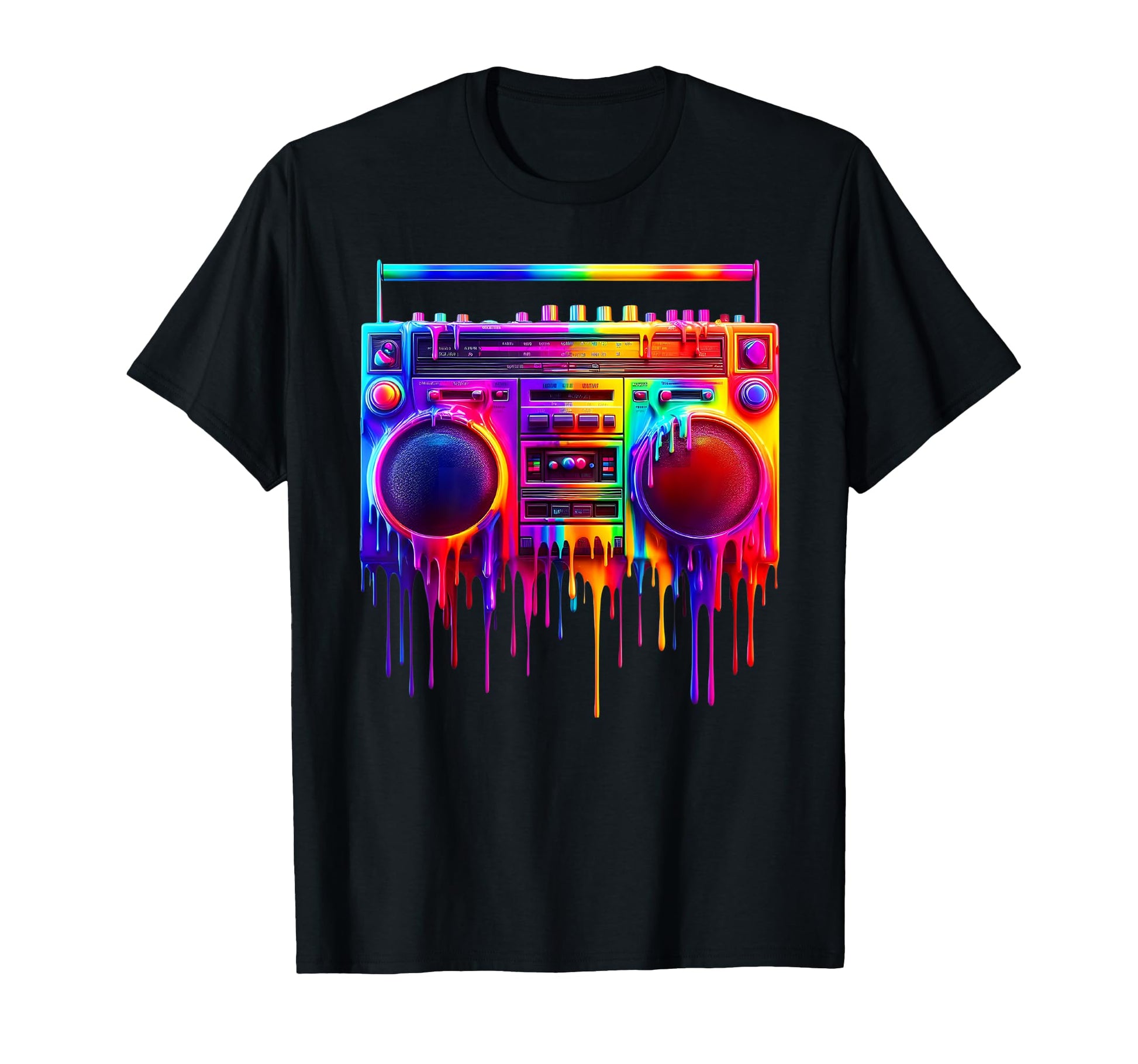 Dripping Paint Boombox Old School 80S T-Shirt - Unique Graphic for Adults - T-Shirt, Sweatshirt, Hoodie