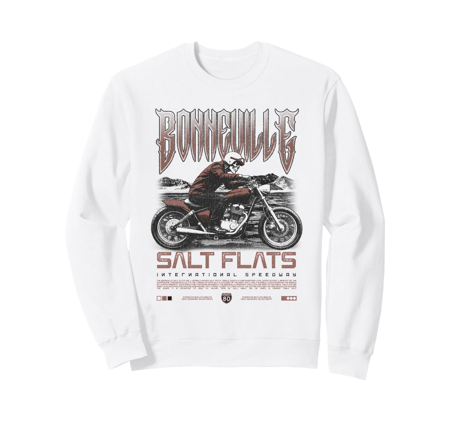 Bonneville Salt Flats Motorcycle Sweatshirt - Streetwear Style for Adults - T-Shirt, Sweatshirt, Hoodie