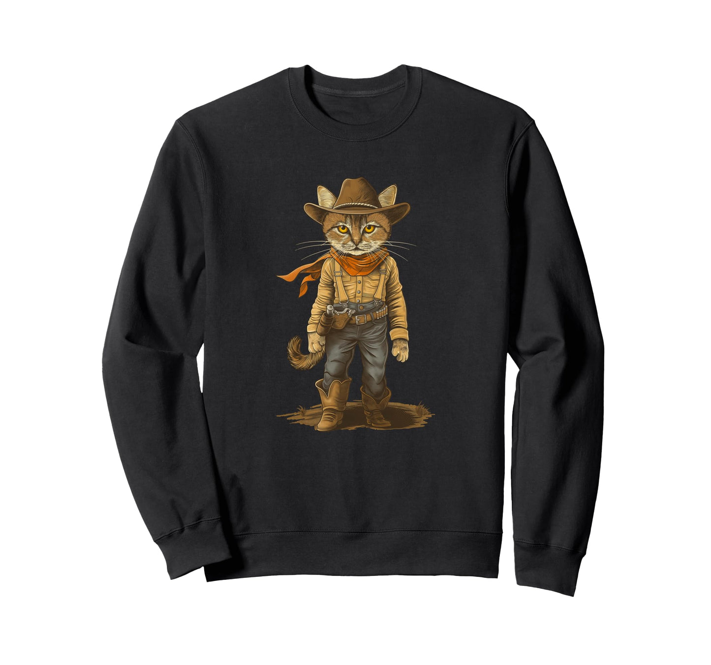 Cowboy Cat Country Western Sweatshirt - Graphic Print for Adults - T-Shirt, Sweatshirt, Hoodie