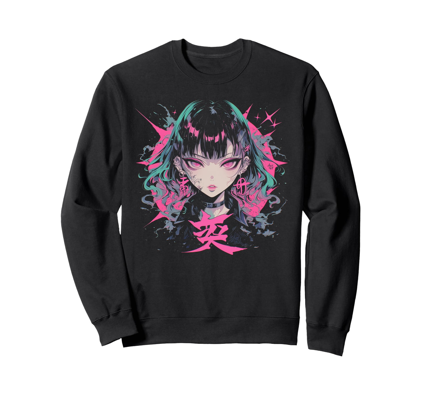 Goth Grunge Demon Anime Waifu Horror Sweatshirt - Aesthetic Graphic Unisex - T-Shirt, Sweatshirt, Hoodie
