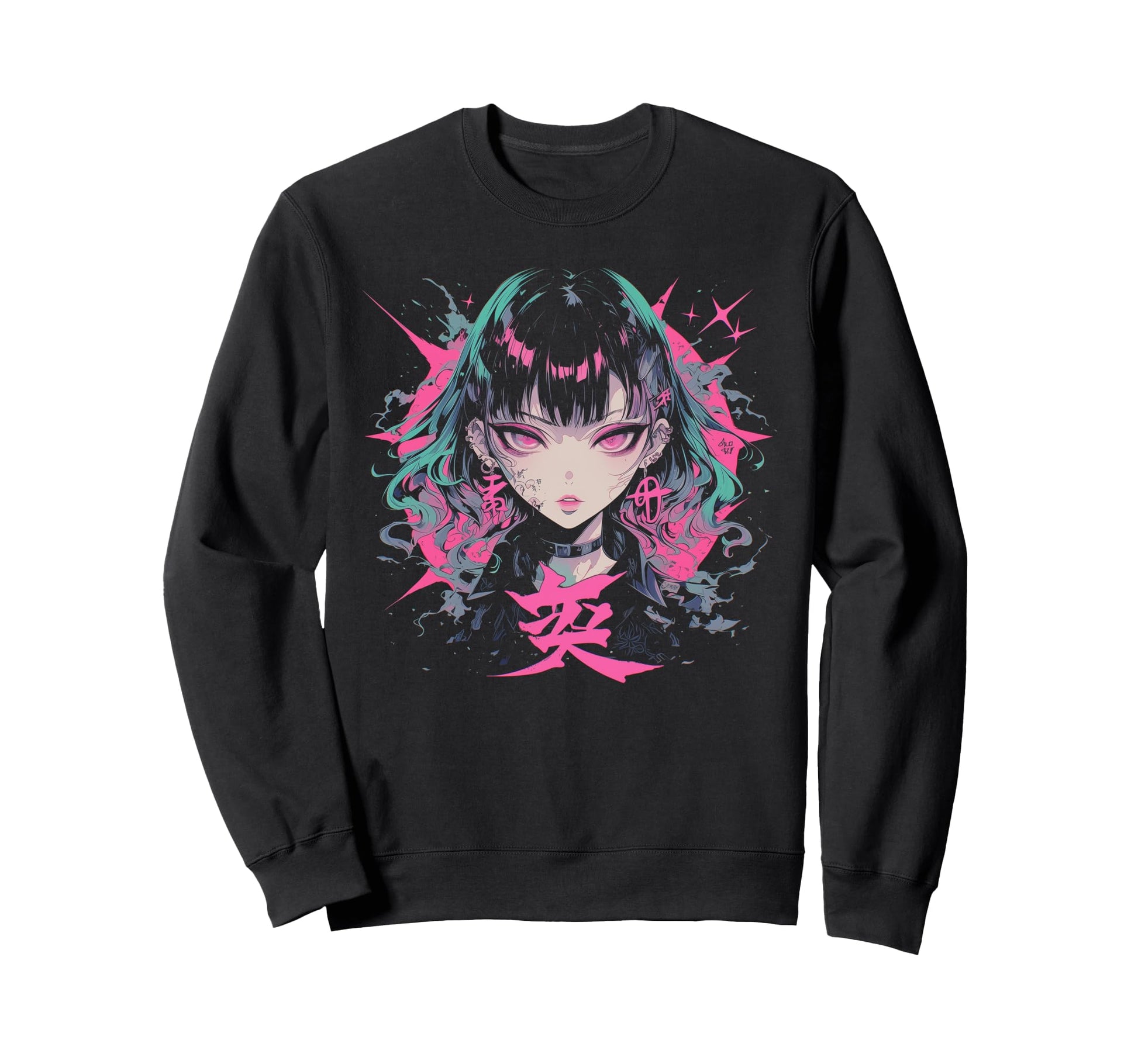 Goth Grunge Demon Anime Waifu Horror Sweatshirt - Aesthetic Graphic Unisex - T-Shirt, Sweatshirt, Hoodie