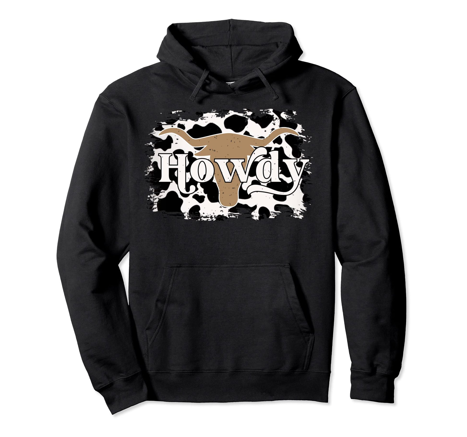 Cowboy Cowgirl Howdy Bull Horn Cow Hoodie - Unique Graphic Men Women - T-Shirt, Sweatshirt, Hoodie