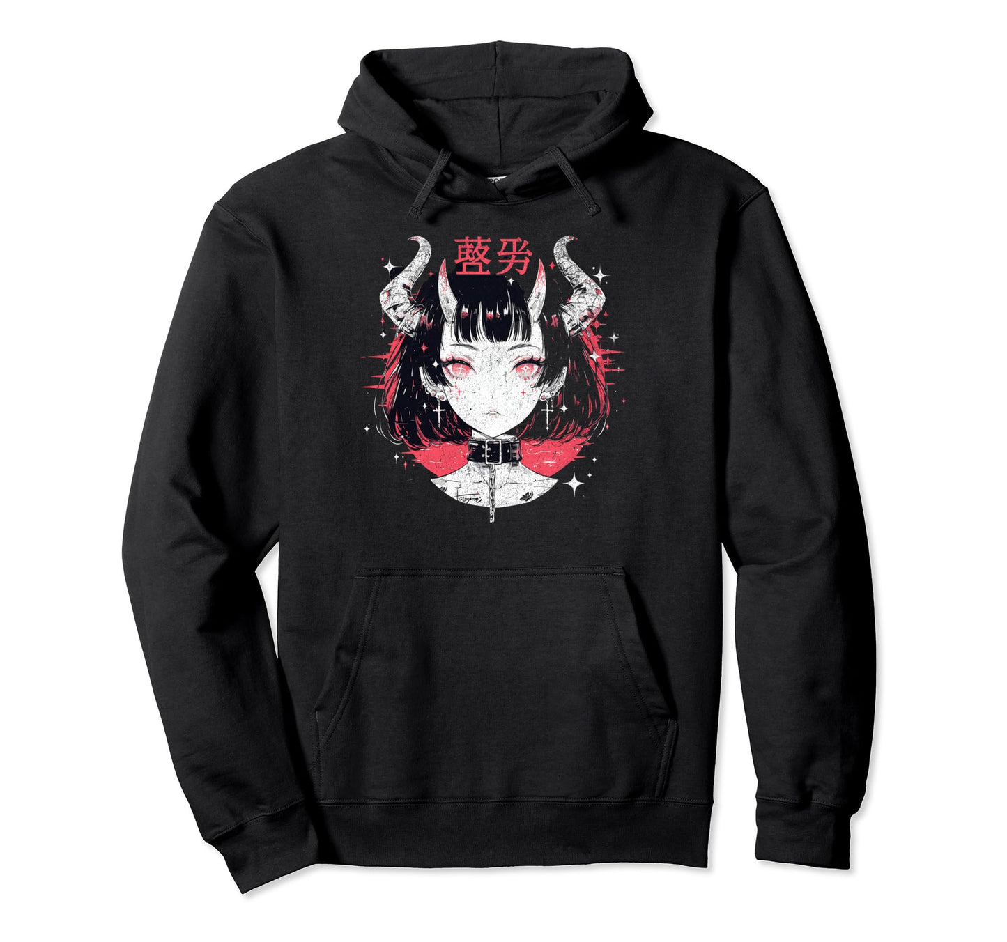 Goth Grunge Demon Anime Waifu Horror Alt Hoodie - Minimalist Print Unisex - T-Shirt, Sweatshirt, Hoodie
