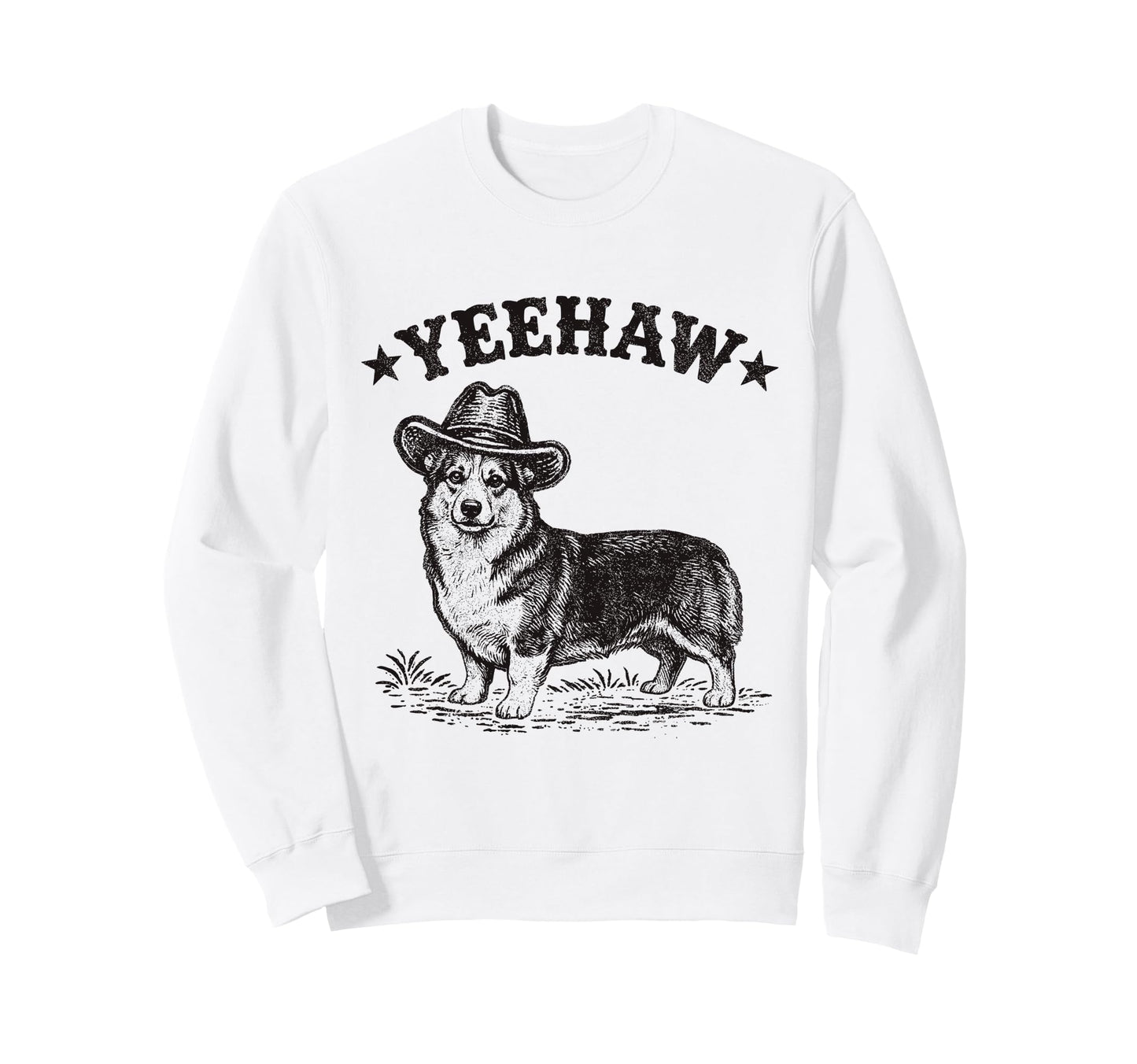 Yeehaw Corgi Cowboy Hat Western Dog Sweatshirt - Trendy Graphic Unisex - T-Shirt, Sweatshirt, Hoodie