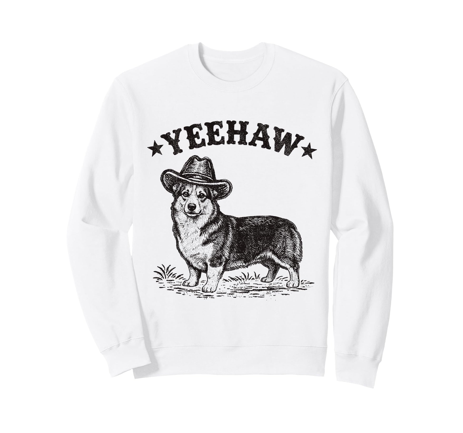 Yeehaw Corgi Cowboy Hat Western Dog Sweatshirt - Trendy Graphic Unisex - T-Shirt, Sweatshirt, Hoodie