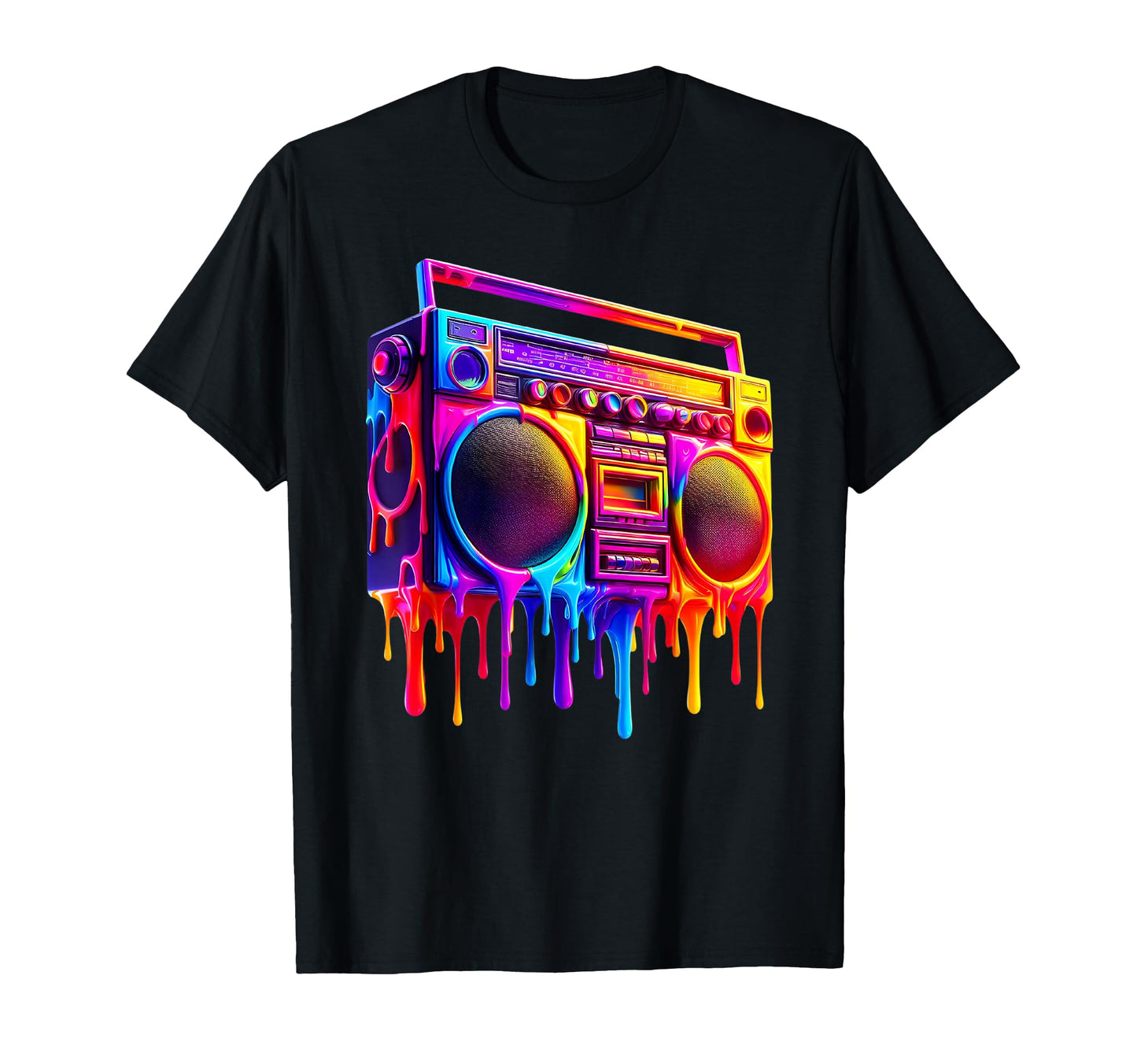 Dripping Paint Boombox Old School T-Shirt - Fun Novelty Design Men Women - T-Shirt, Sweatshirt, Hoodie