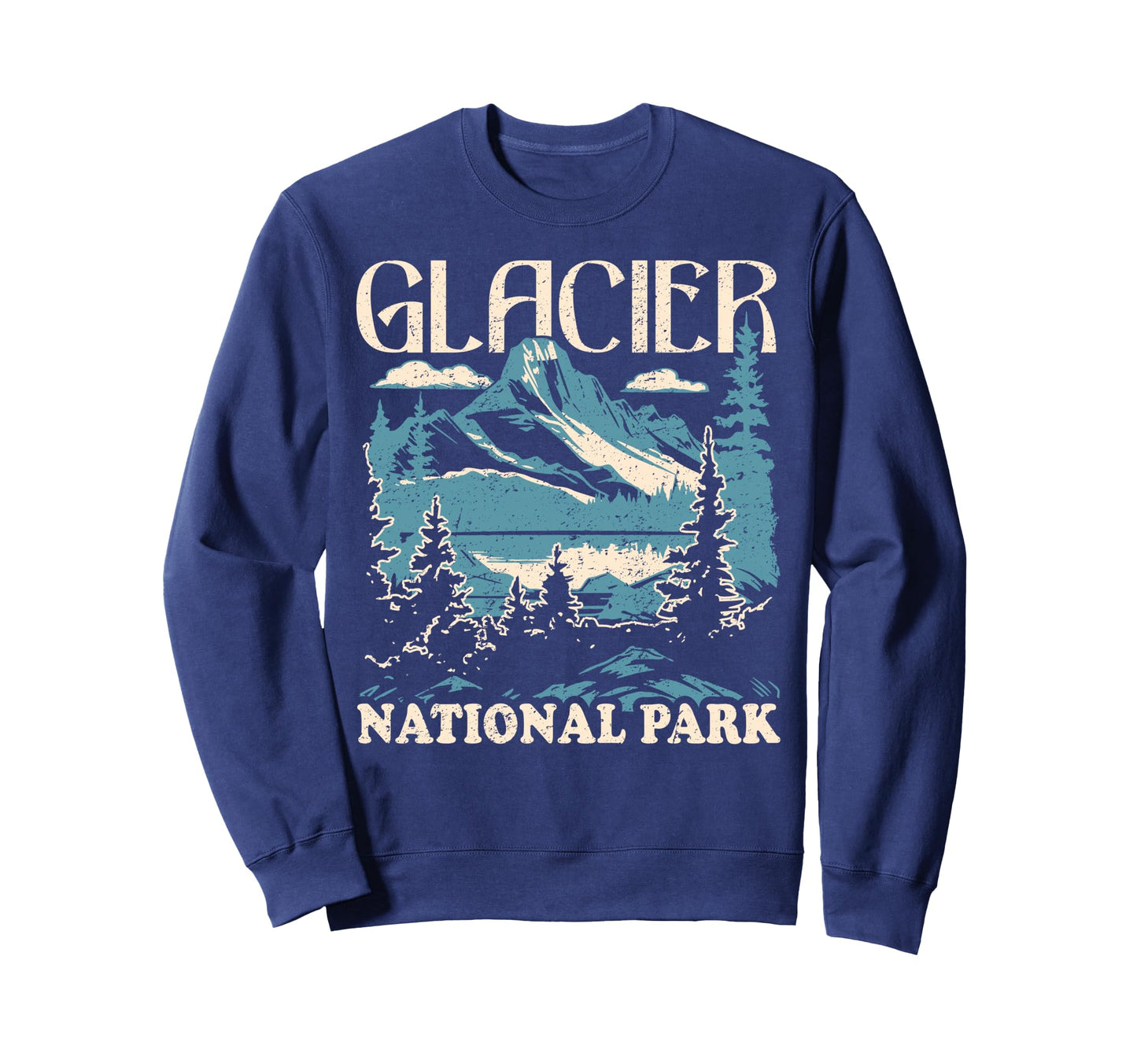 Glacier National Park Distressed Sweatshirt - Fun Novelty Design for Adults - T-Shirt, Sweatshirt, Hoodie