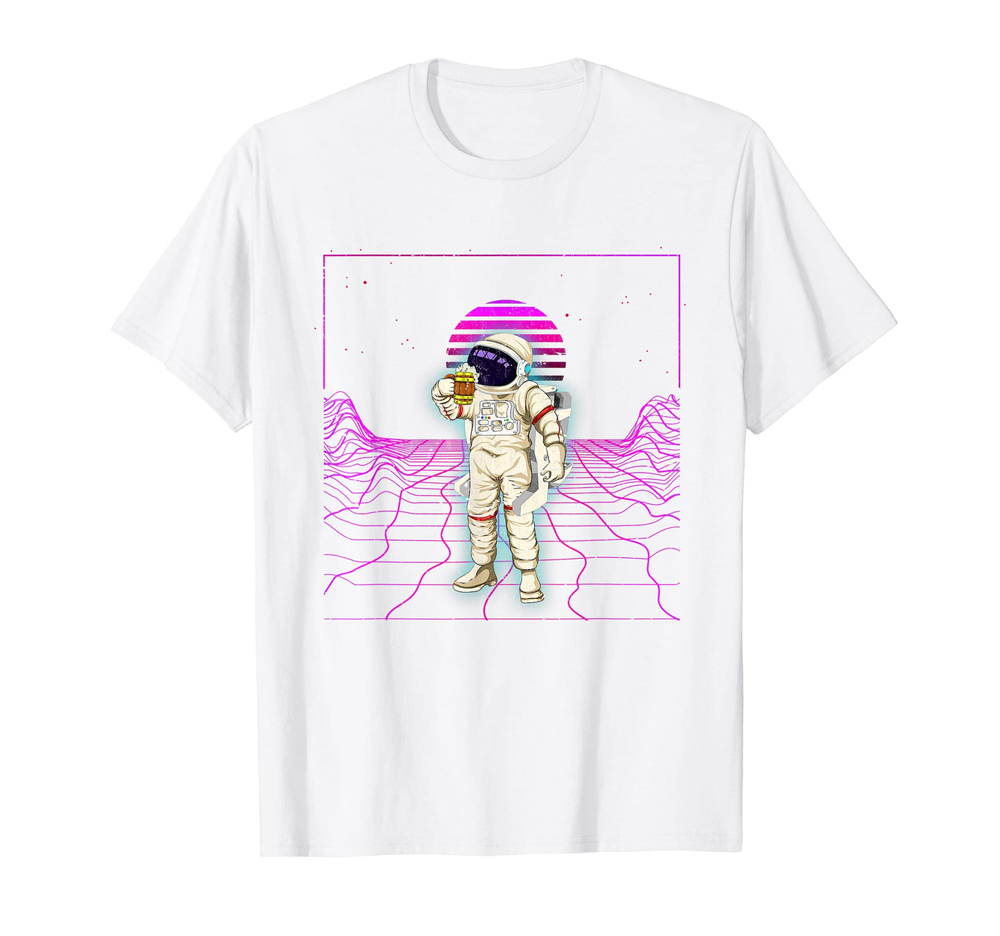 Space Drinking Beer Synthwave Vaporwave T-Shirt - Novelty Apparel Unisex - T-Shirt, Sweatshirt, Hoodie
