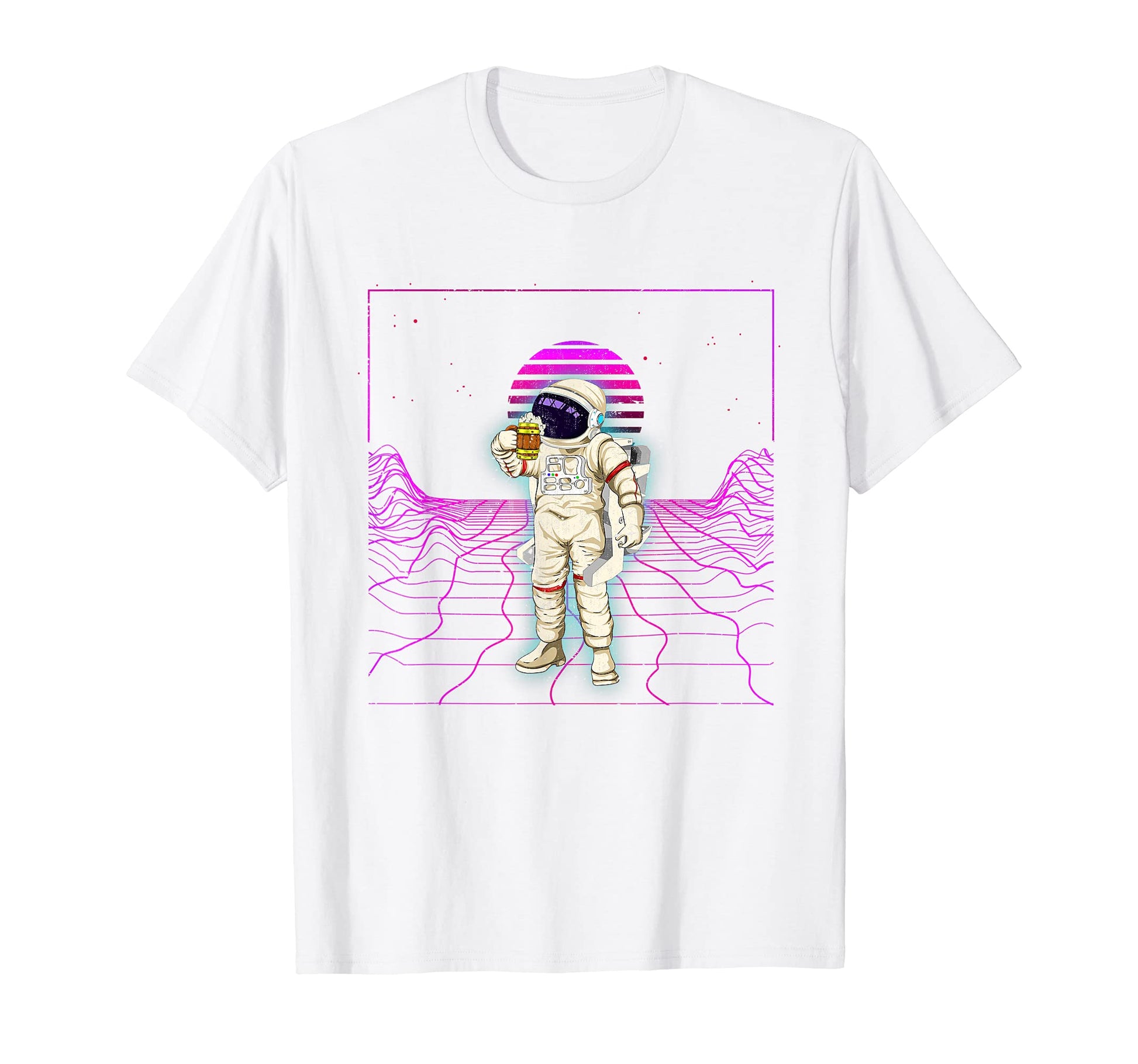 Space Drinking Beer Synthwave Vaporwave T-Shirt - Novelty Apparel Unisex - T-Shirt, Sweatshirt, Hoodie