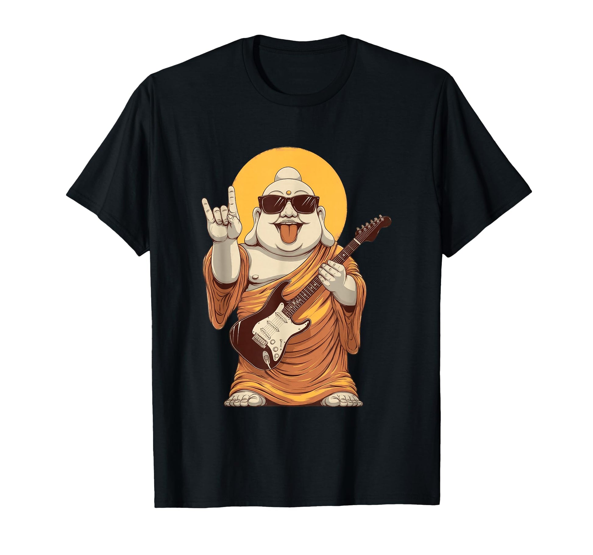 Funny Buddha Guitar Player Rock Music T-Shirt - Trendy Graphic Men Women - T-Shirt, Sweatshirt, Hoodie