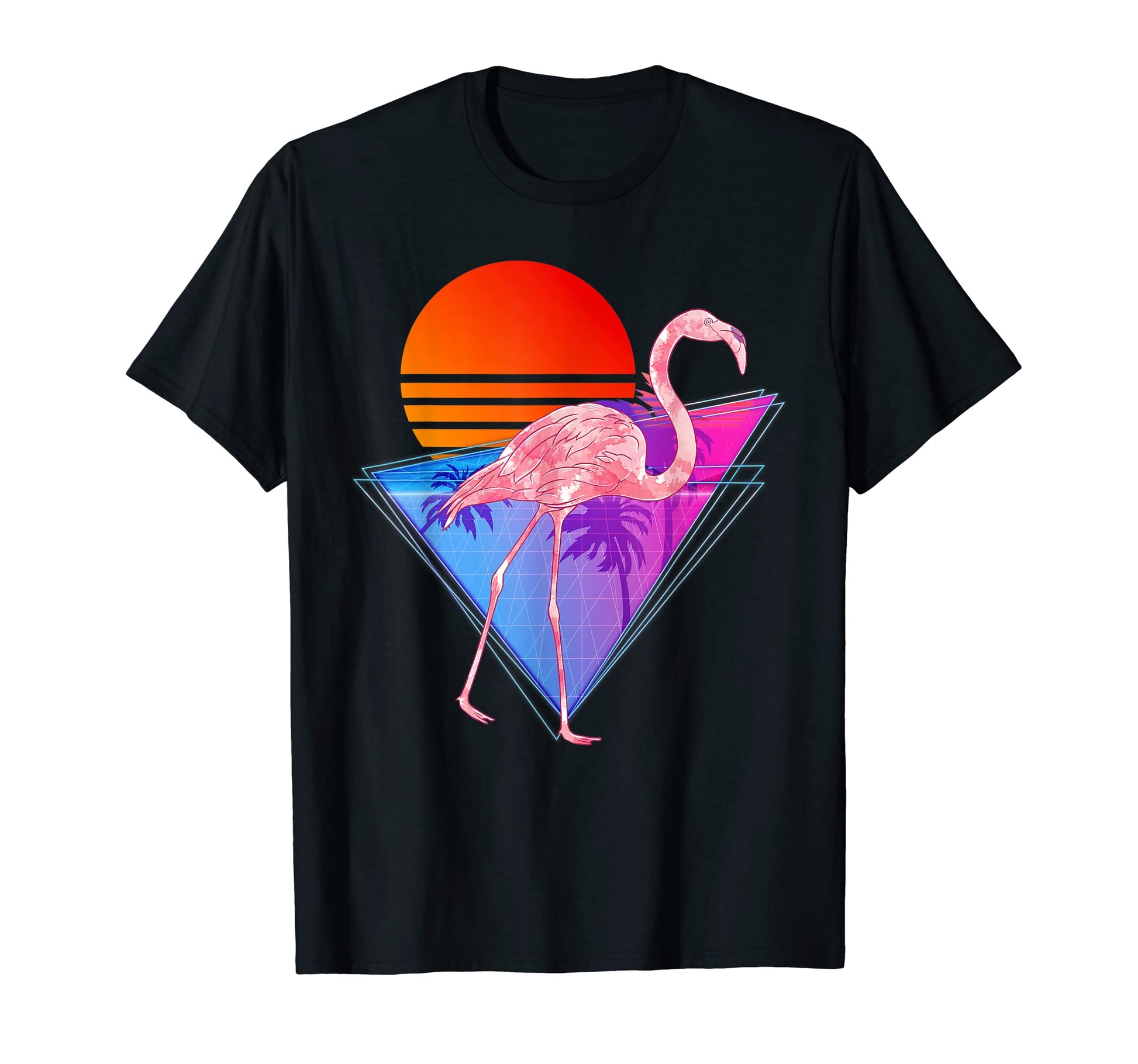 Vaporwave Flamingo Aesthetic Art T-Shirt - Custom Art Print Unisex - T-Shirt, Sweatshirt, Hoodie