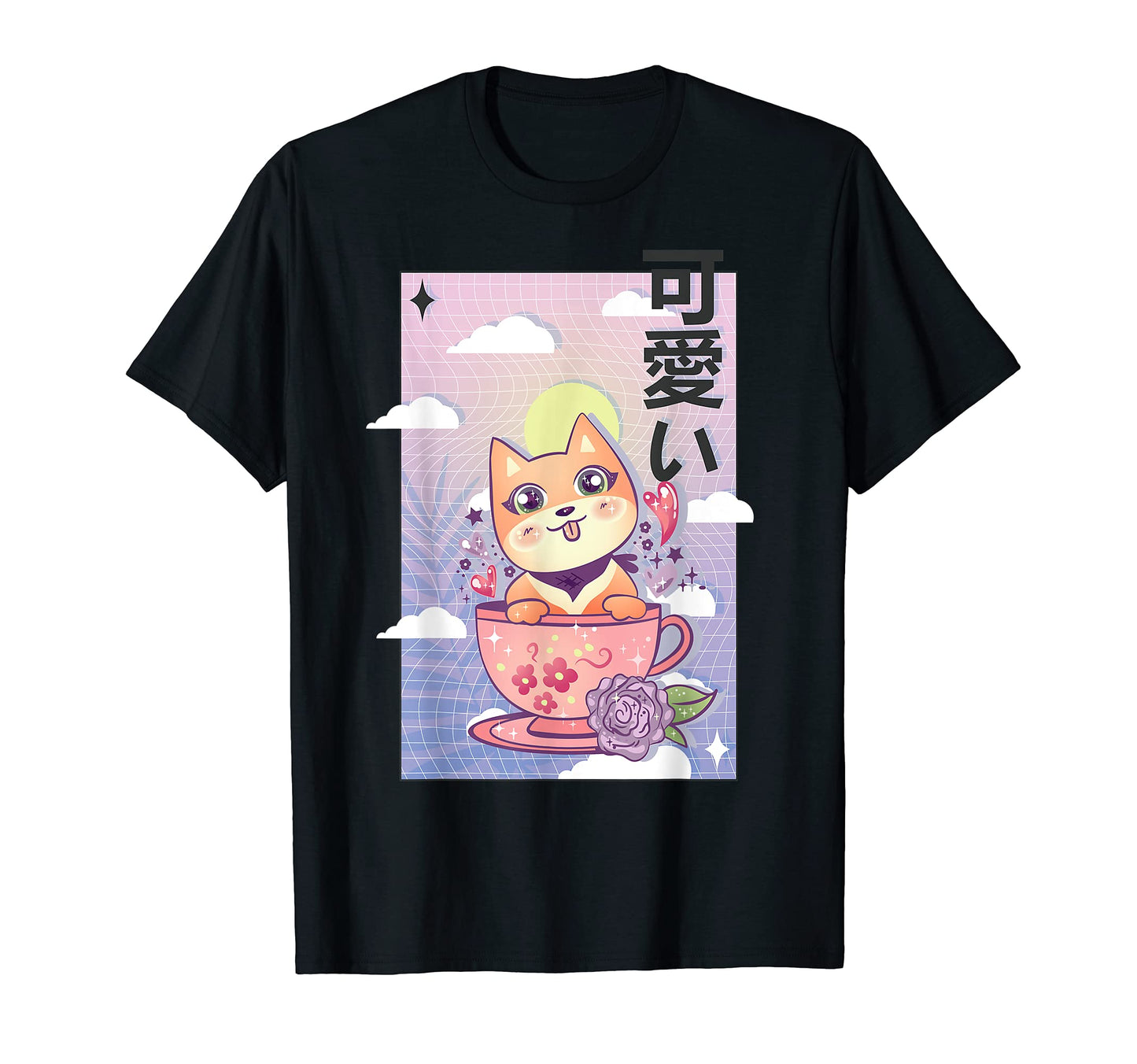 Kawaii Dog 80S Japanese Anime Otaku T-Shirt - Unique Graphic Men Women - T-Shirt, Sweatshirt, Hoodie