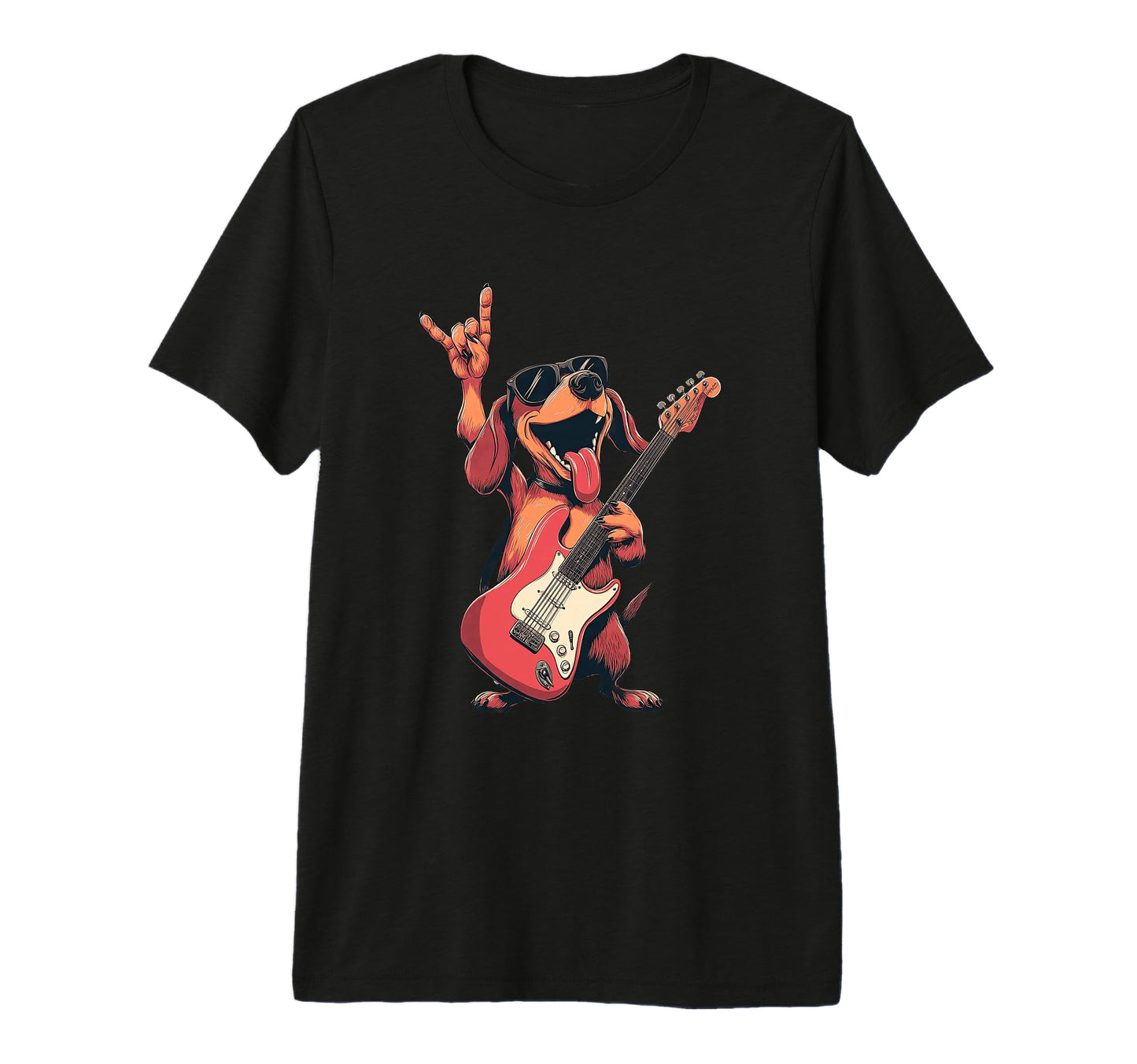 Rock Dog Funny Guitar Lover T-Shirt - Custom Art Print Men Women - T-Shirt, Sweatshirt, Hoodie