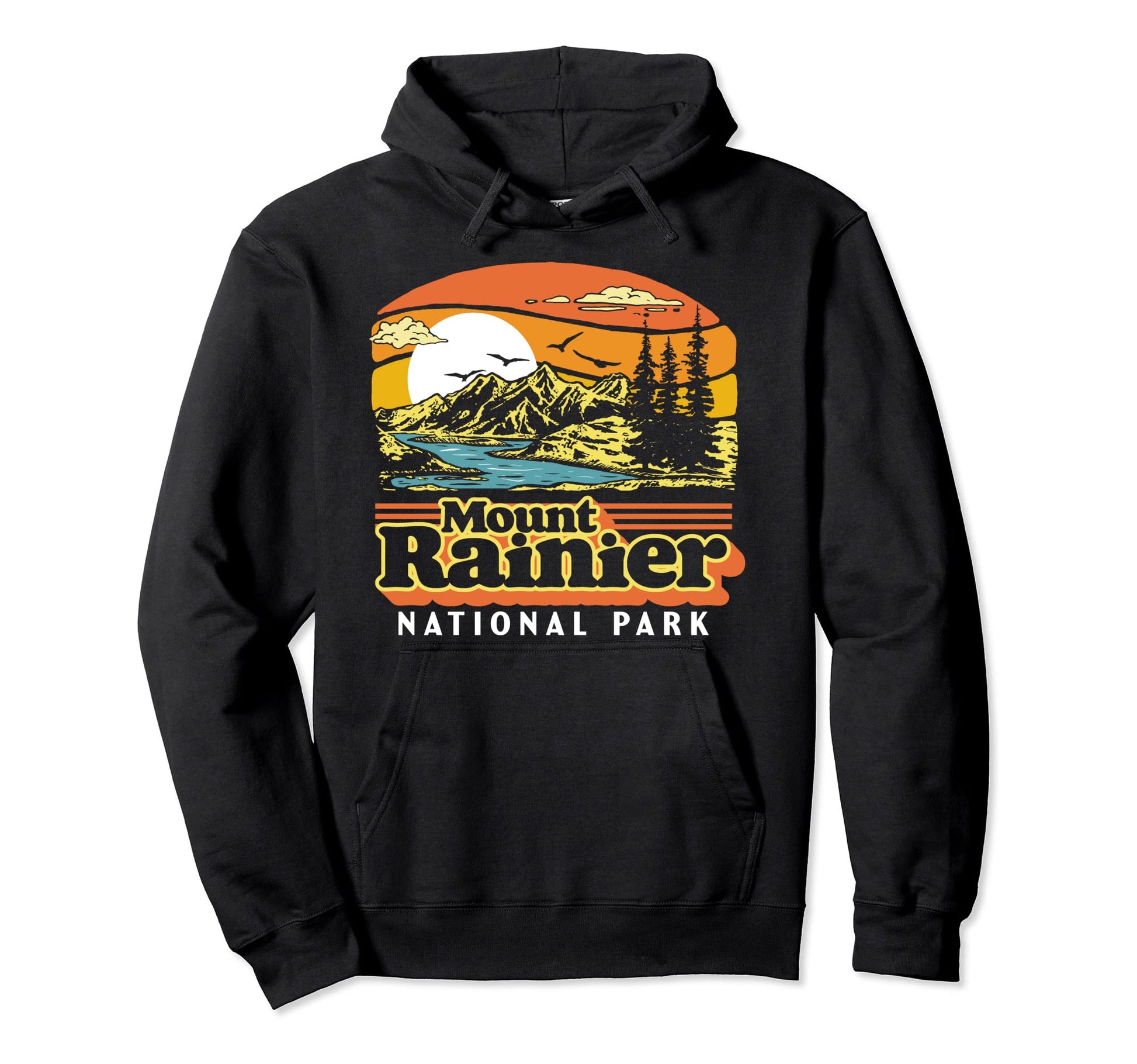 Mount Rainier National Park 80S Hoodie - Trendy Graphic for Adults - T-Shirt, Sweatshirt, Hoodie