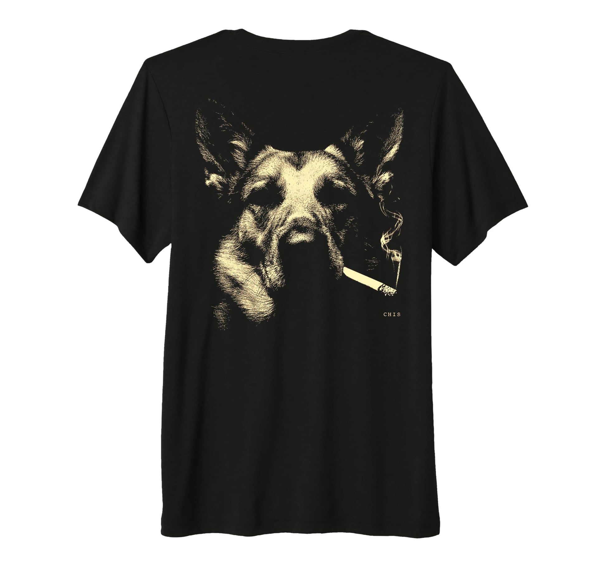 German Shepherd Smoking Cigarette T-Shirt - Minimalist Print for Adults - T-Shirt, Sweatshirt, Hoodie
