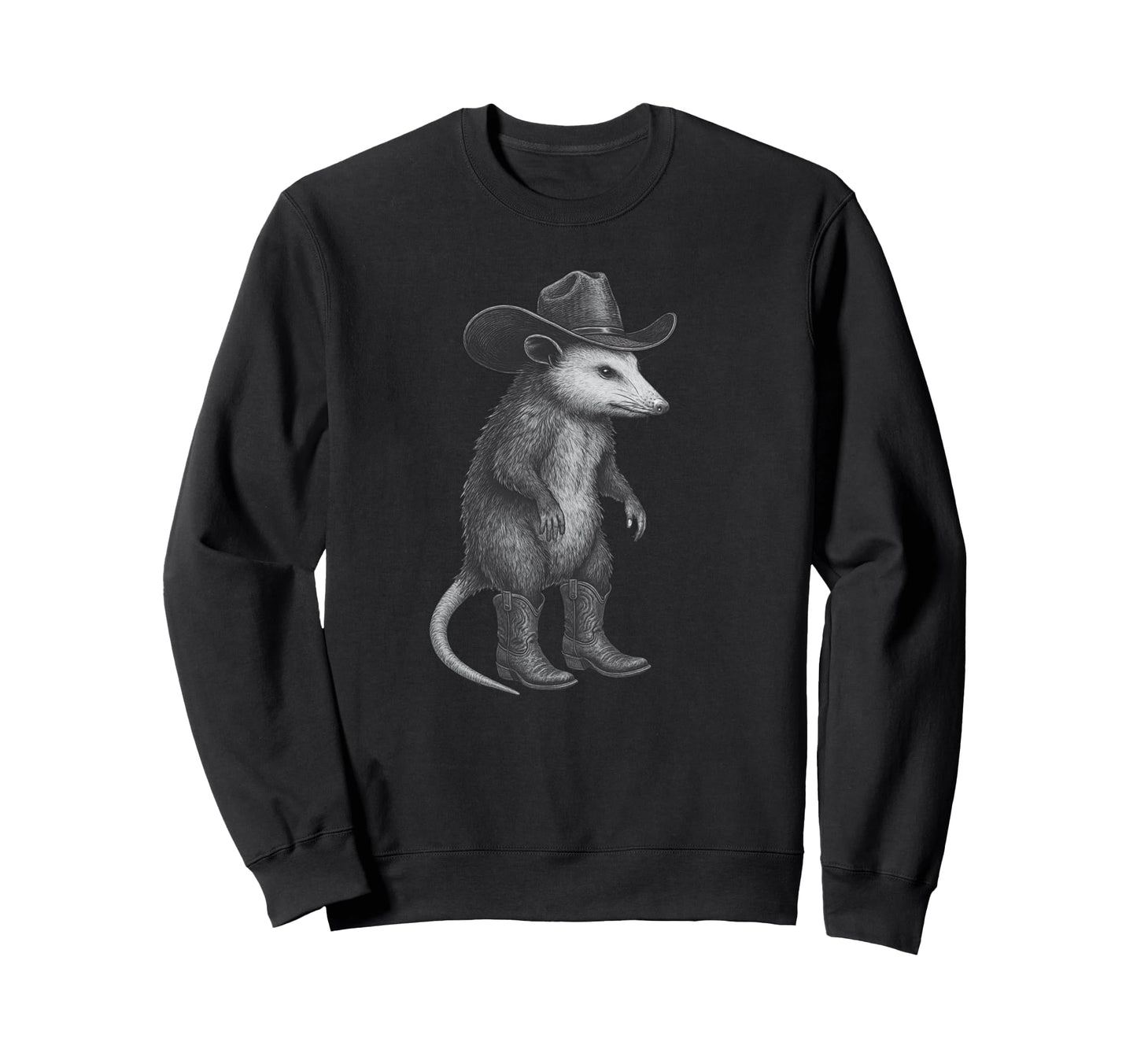 Possum Cowboy Cowgirl Square Sweatshirt - Aesthetic Graphic Men Women - T-Shirt, Sweatshirt, Hoodie