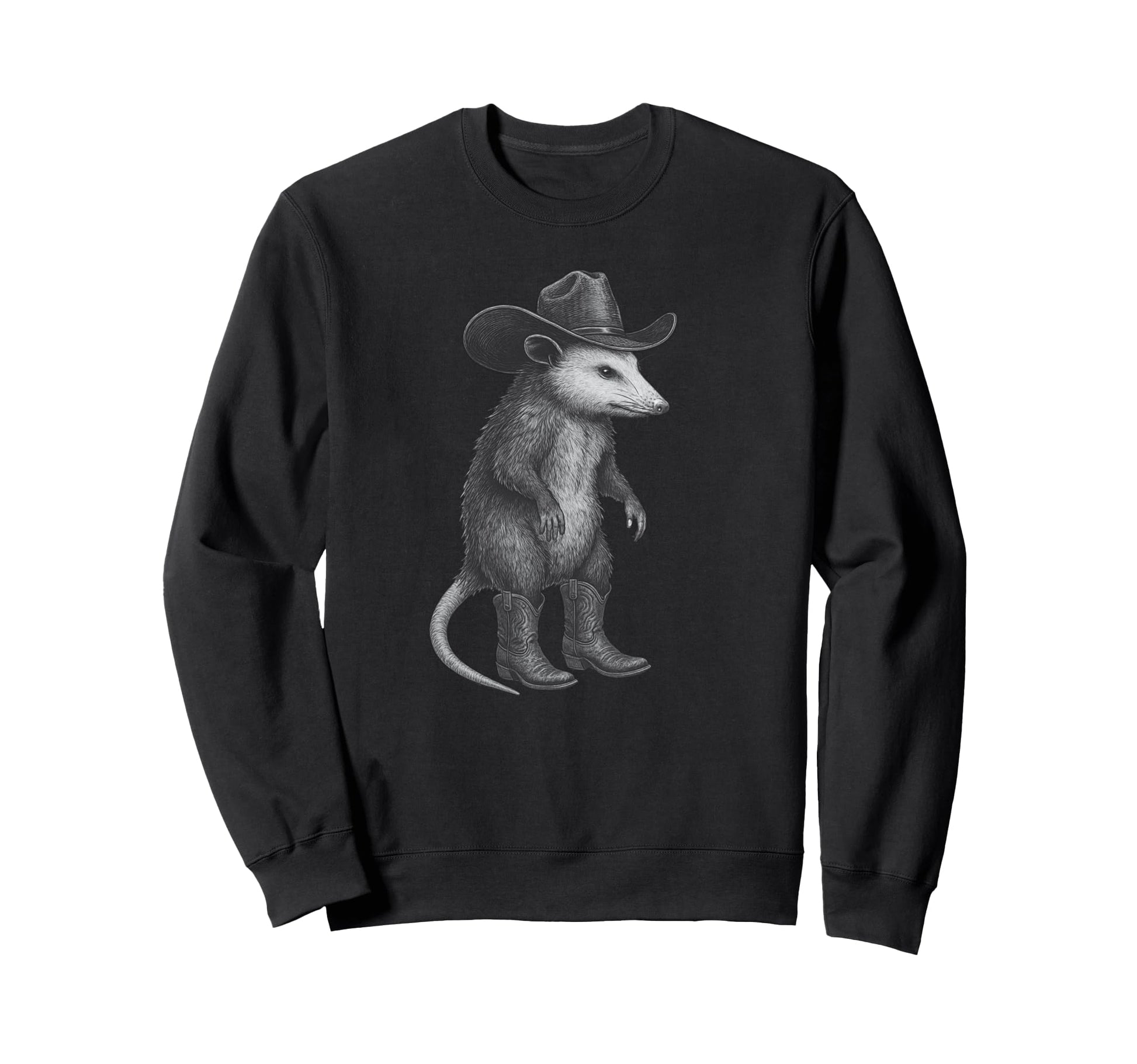 Possum Cowboy Cowgirl Square Sweatshirt - Aesthetic Graphic Men Women - T-Shirt, Sweatshirt, Hoodie