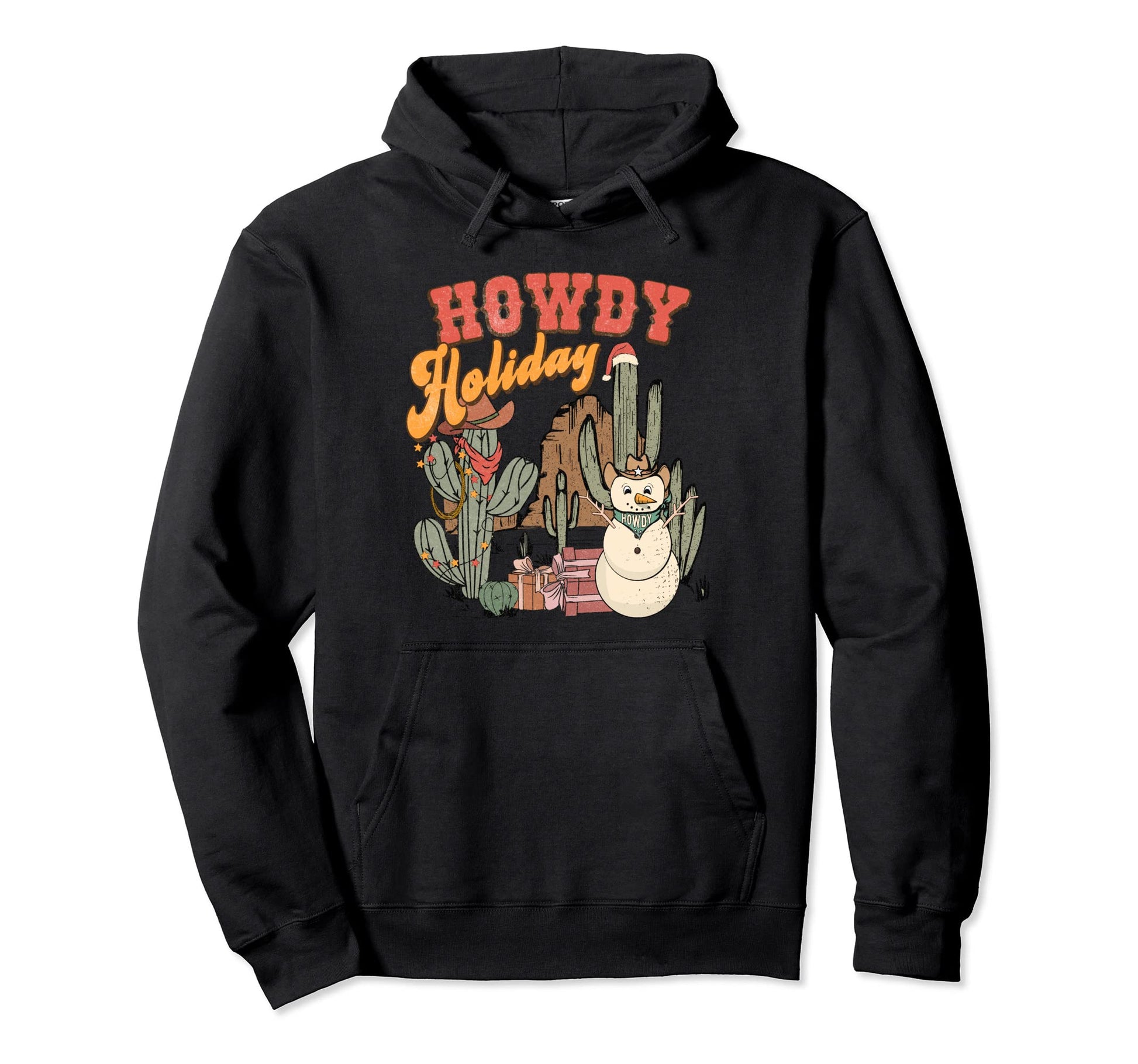 Howdy Holiday Western Cowboy Cowgirl Hoodie - Fun Novelty Design Unisex - T-Shirt, Sweatshirt, Hoodie