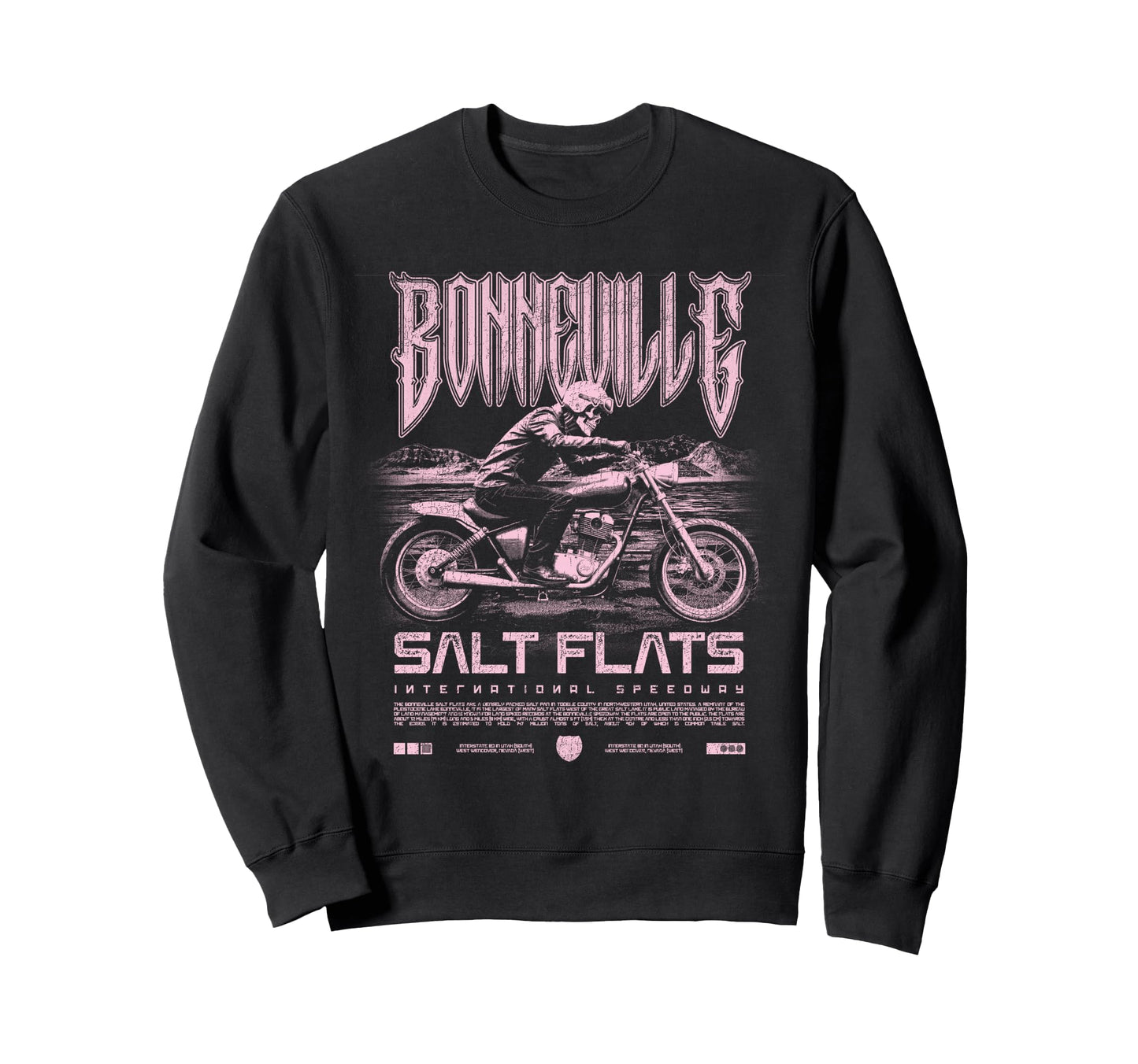 Bonneville Salt Flats Motorcycle Sweatshirt - Graphic Print Men Women - T-Shirt, Sweatshirt, Hoodie