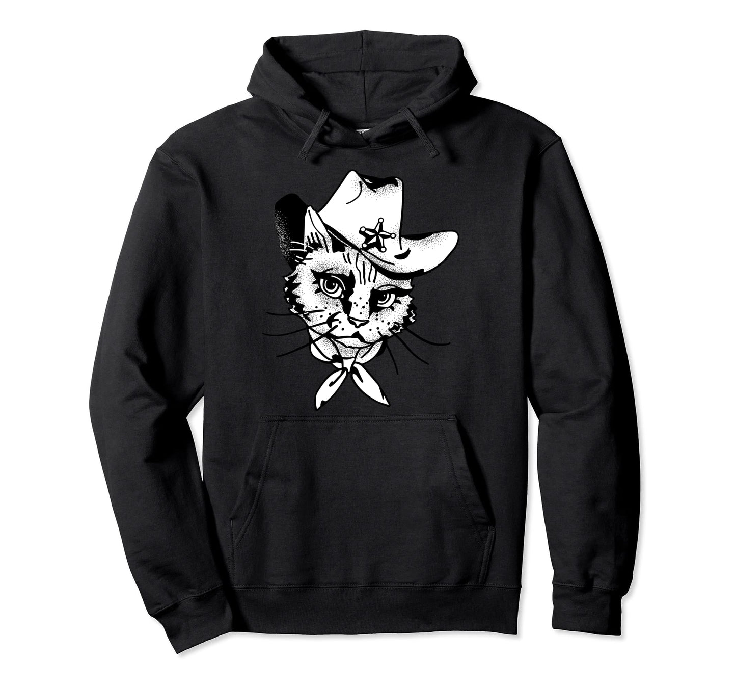 Cat Cowboy Hat Hoodie - Novelty Apparel for Adults - T-Shirt, Sweatshirt, Hoodie