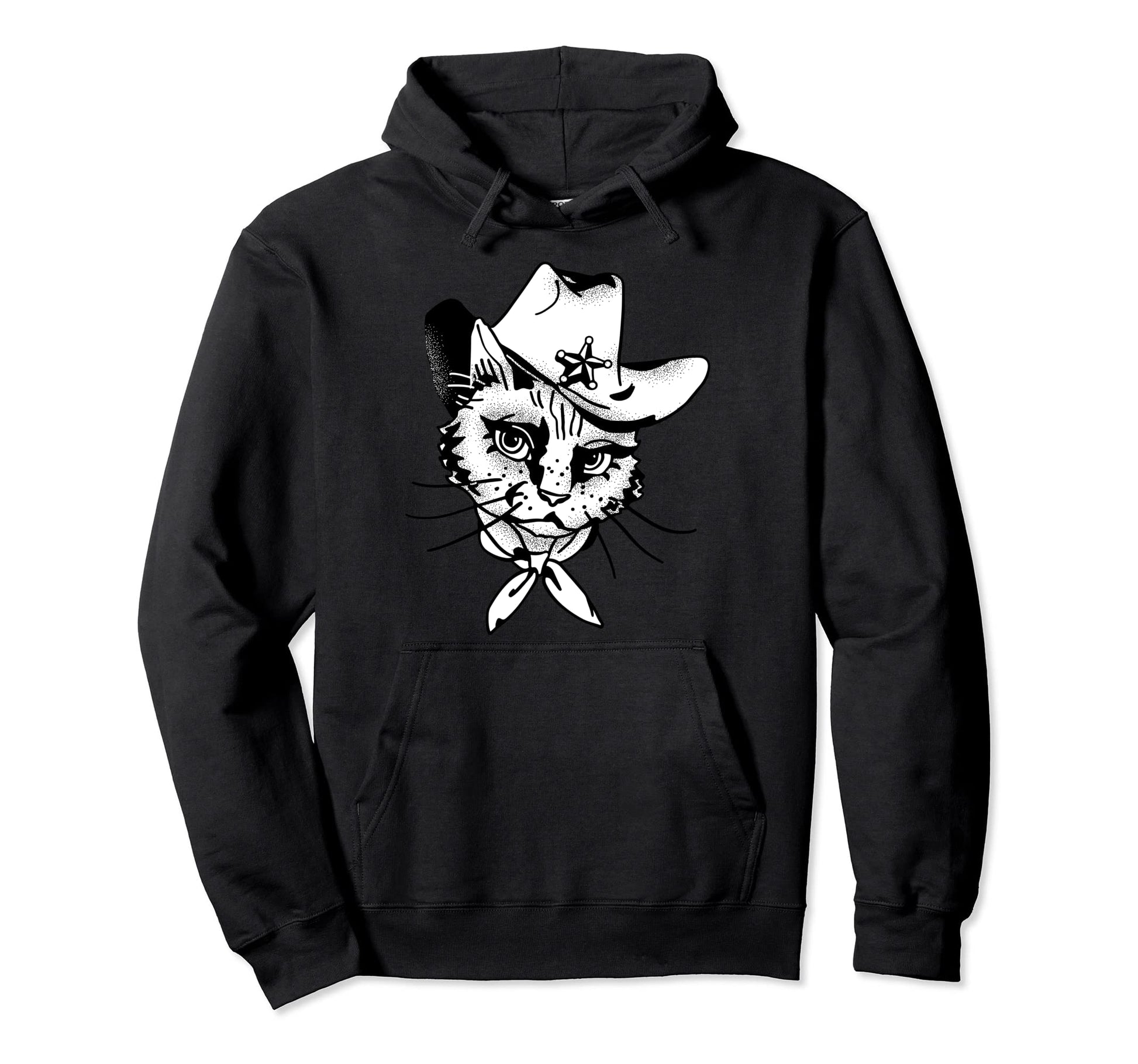 Cat Cowboy Hat Hoodie - Novelty Apparel for Adults - T-Shirt, Sweatshirt, Hoodie