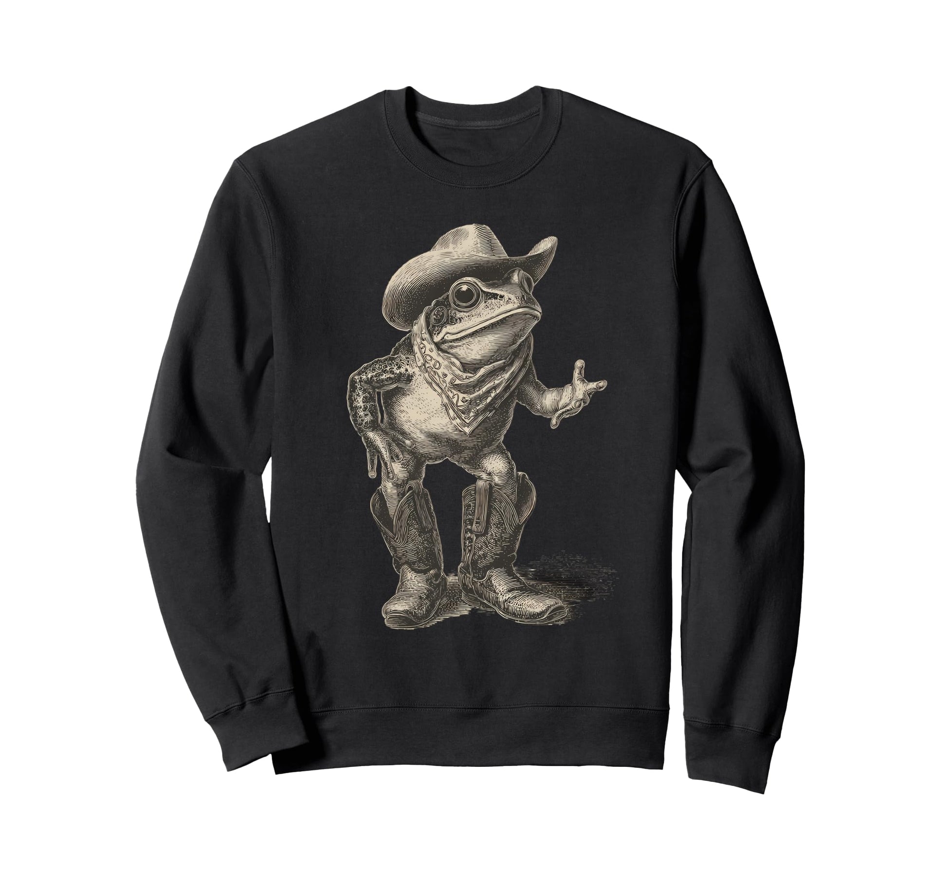 Frog Cowboy Toad Rodeo Cowgirl Western Sweatshirt - Trendy Graphic Unisex - T-Shirt, Sweatshirt, Hoodie