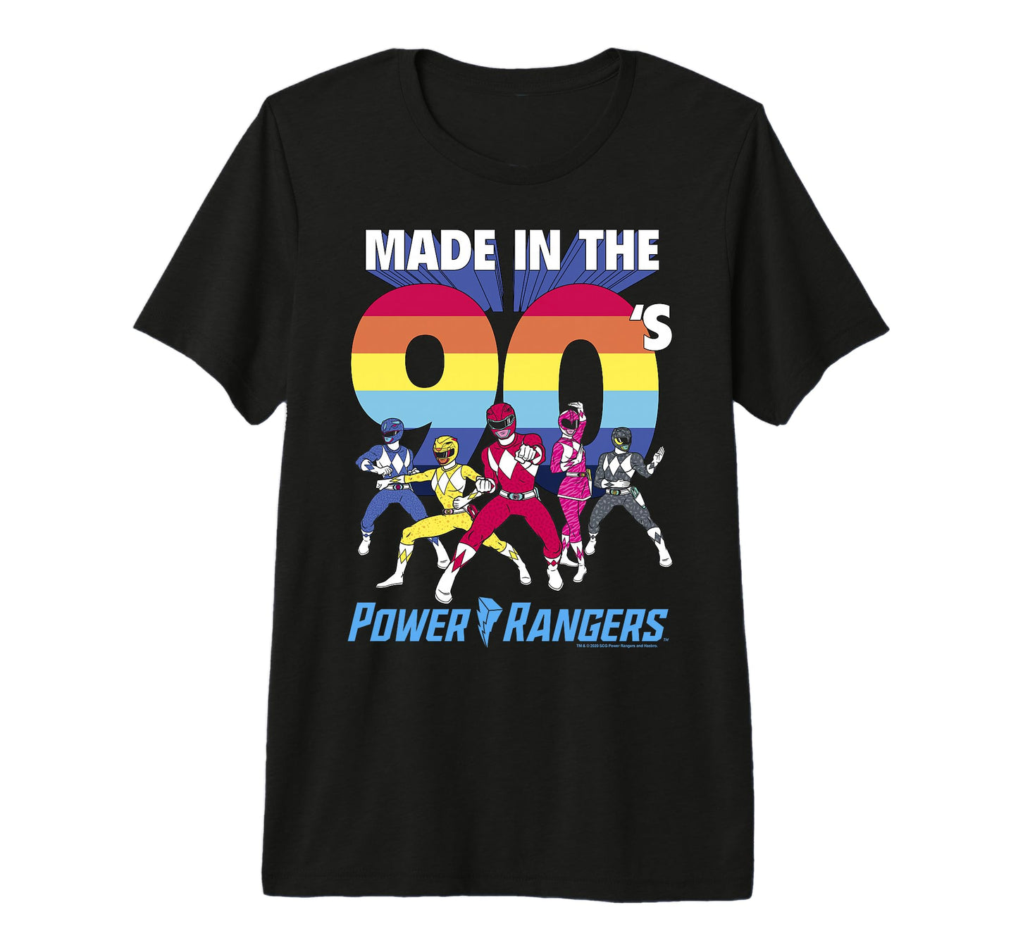 Power Rangers Made 90S Rainbow Stripe Logo T-Shirt - Graphic Print Unisex - T-Shirt, Sweatshirt, Hoodie