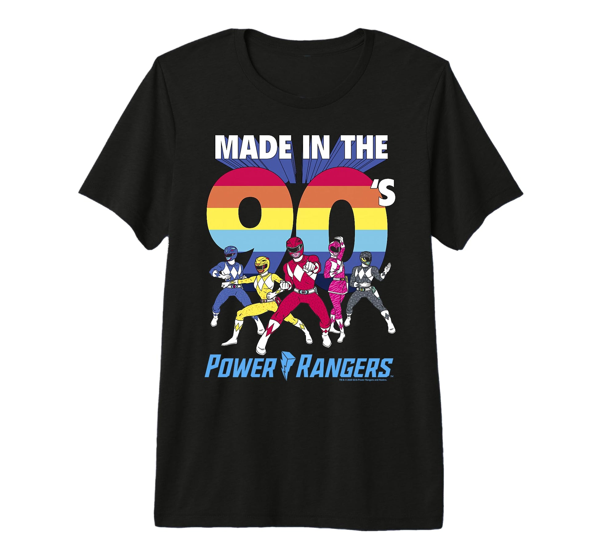 Power Rangers Made 90S Rainbow Stripe Logo T-Shirt - Graphic Print Unisex - T-Shirt, Sweatshirt, Hoodie